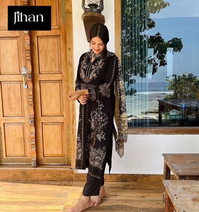JIHAAN DESIGN NO - 3227  EXCLUSIVE COLLECTION PURE HEAVY RAYON COTTON SELF EMBROIDERED PAKISTANI SALWAR SUIT