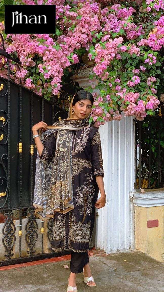 JIHAAN DESIGN NO - 3227  EXCLUSIVE COLLECTION PURE HEAVY RAYON COTTON SELF EMBROIDERED PAKISTANI SALWAR SUIT