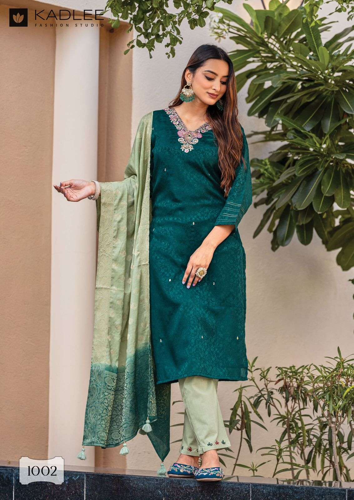 KADLEE FASHION JASMIN JACQUARD SILK DESIGNER READY MADE LADIES SUIT