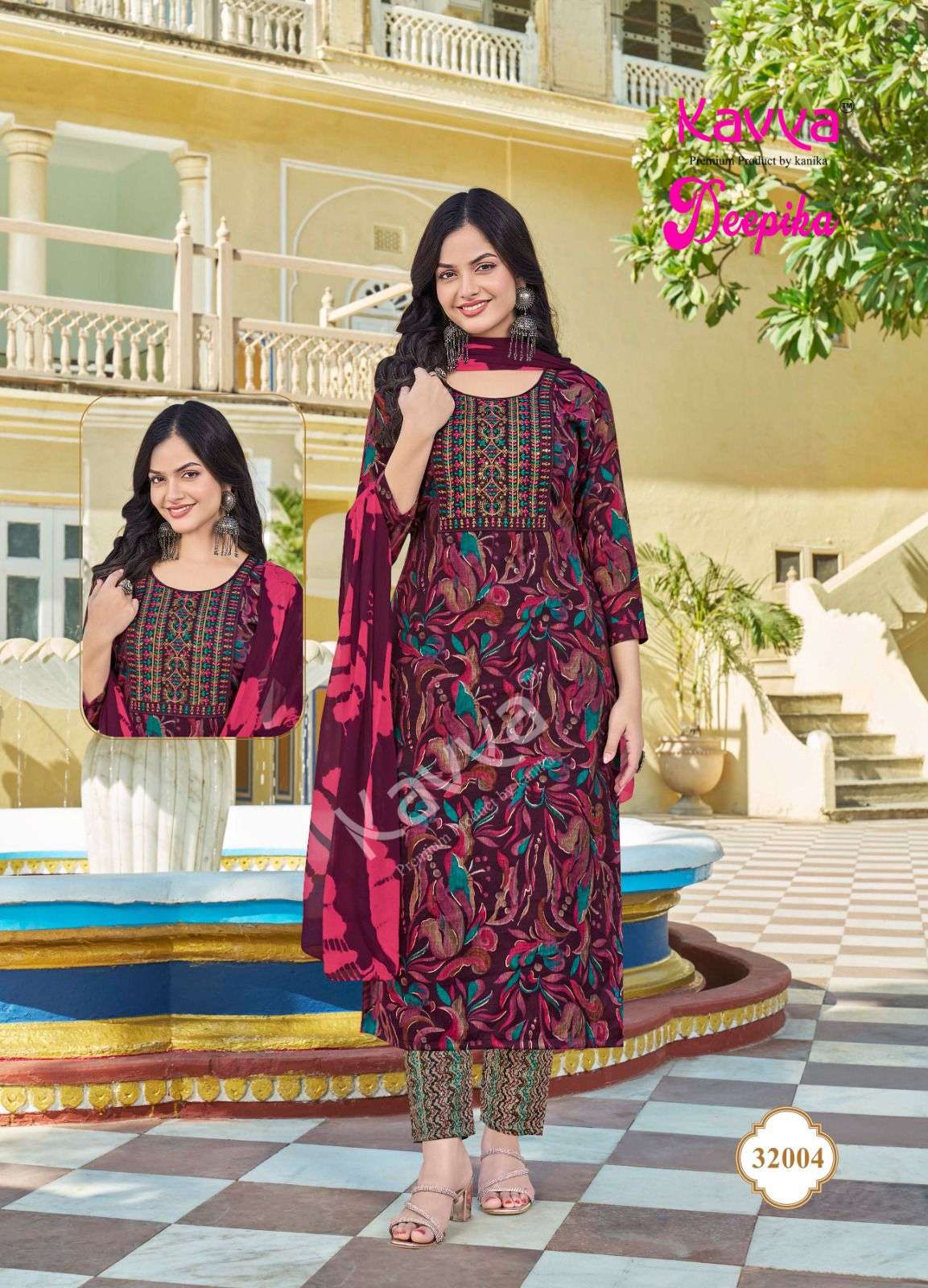 KAVYA DEEPIKA VOL 32 FANCY PRINTED LADIES KURTI COMBO SET 	