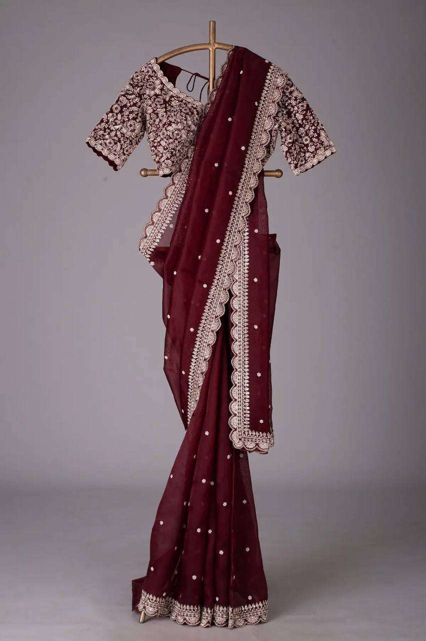 KD 536 SILK WITH HEAVY BEAUTIFUL DESIGNER FUNCTION WEAR SAREE