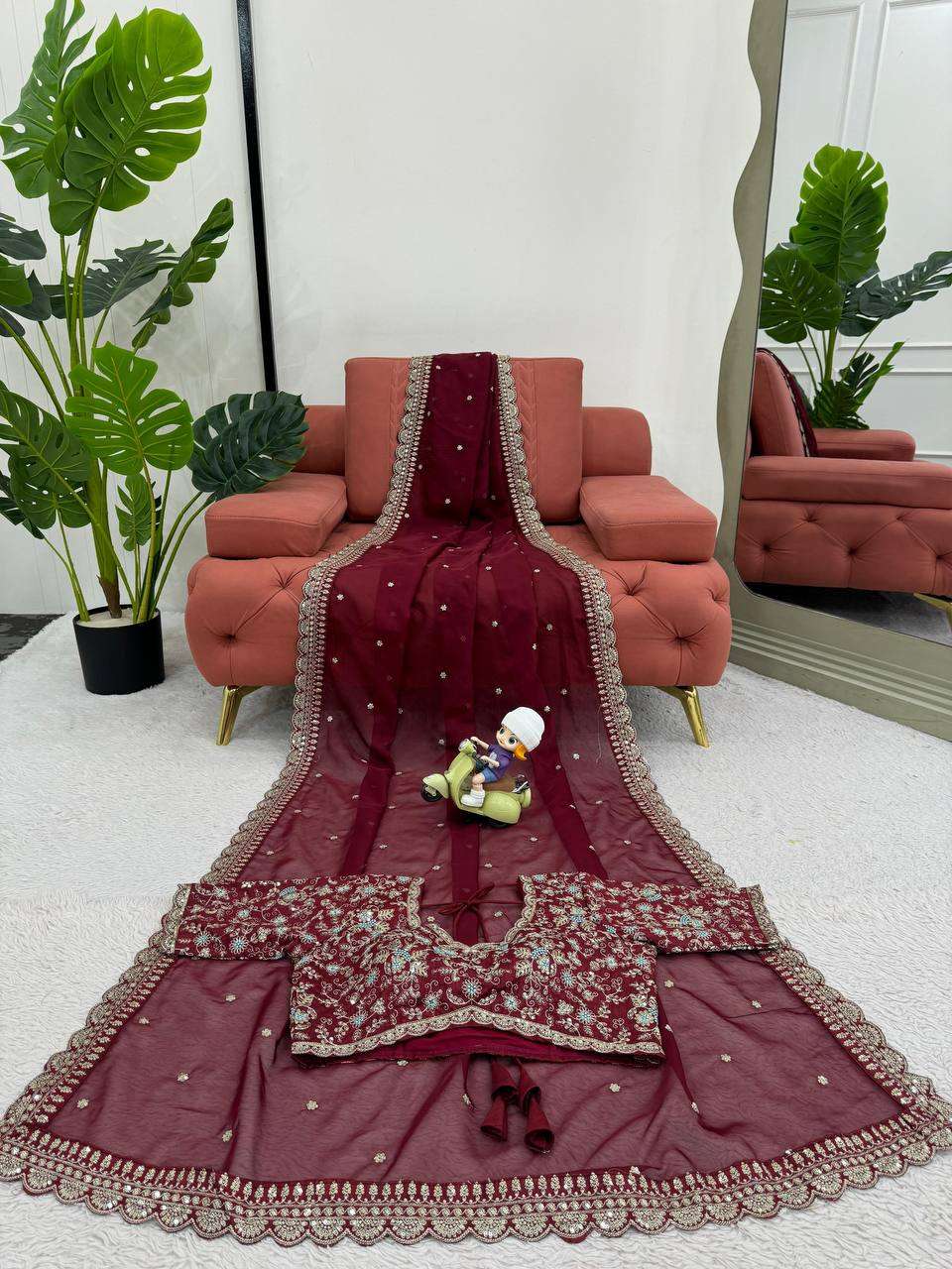 KD 536 SILK WITH HEAVY BEAUTIFUL DESIGNER FUNCTION WEAR SAREE