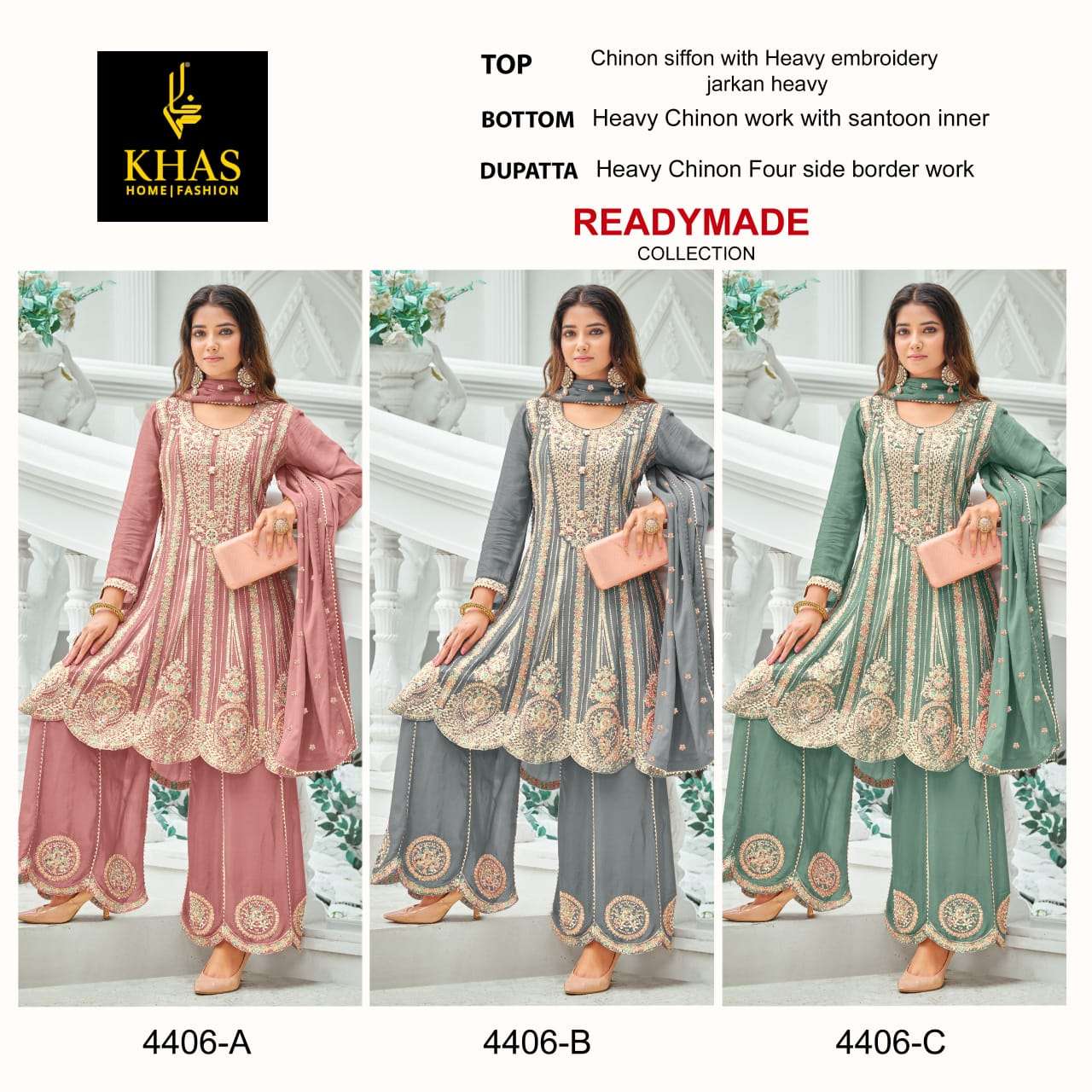 KHAS FASHION D NO 4406 HEAVY BEAUTIFUL EMBROIDERD SUIT