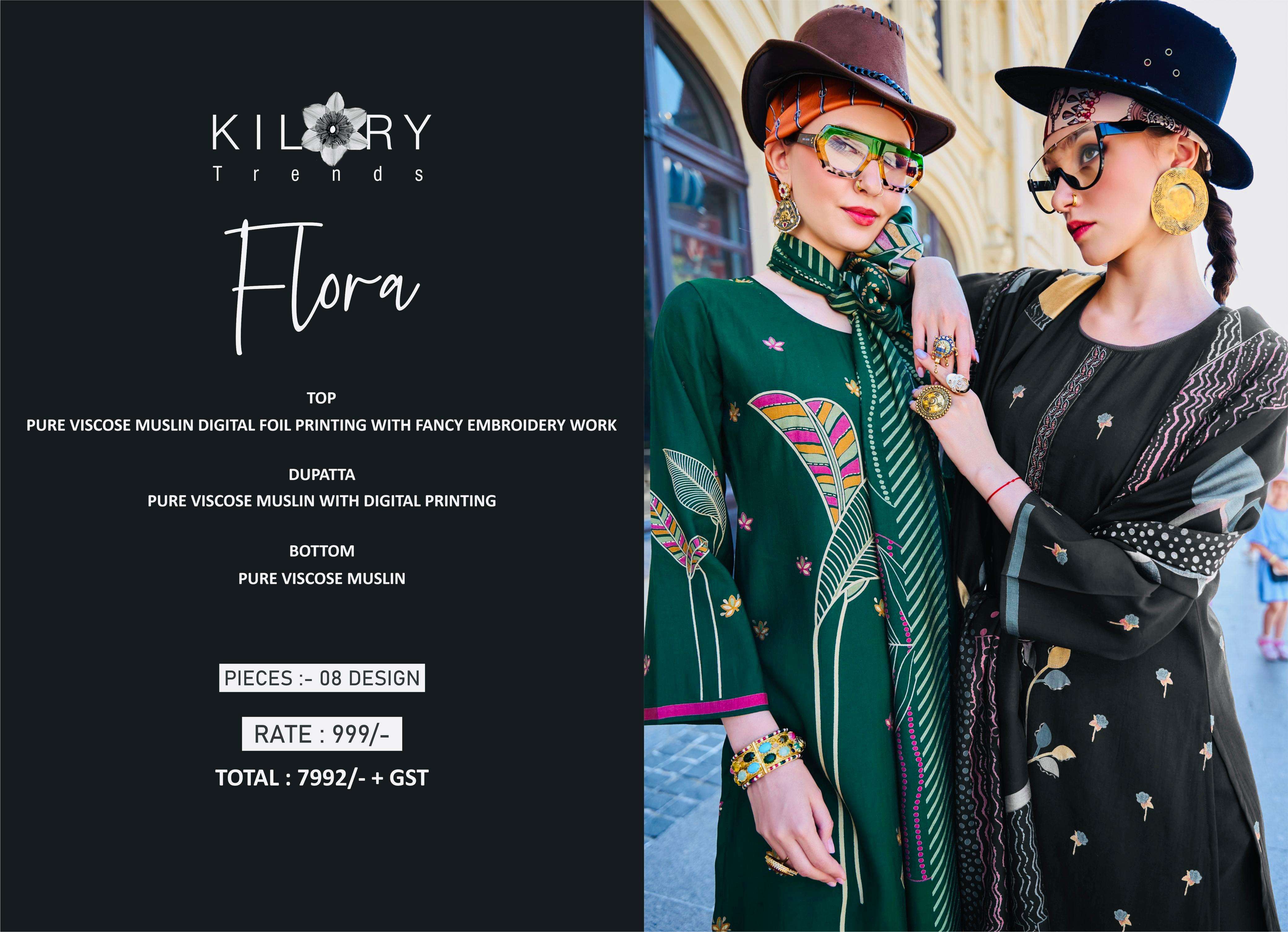KILORY TRENDZ FLORA VISCOSE DIGITAL PRINT WITH FANCY EMBROIDERY WORK SUIT
