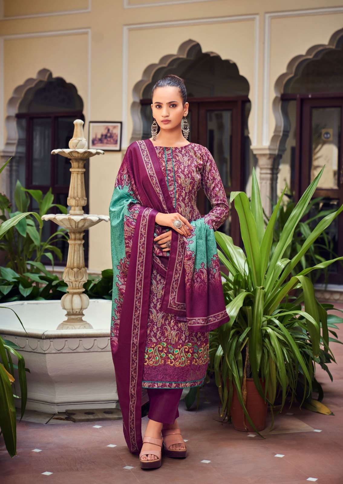 LEVISHA AALIYAH PASHMINA DIGITAL PRINT WITH KASHMIRI EMBROIDERY WORK SUIT