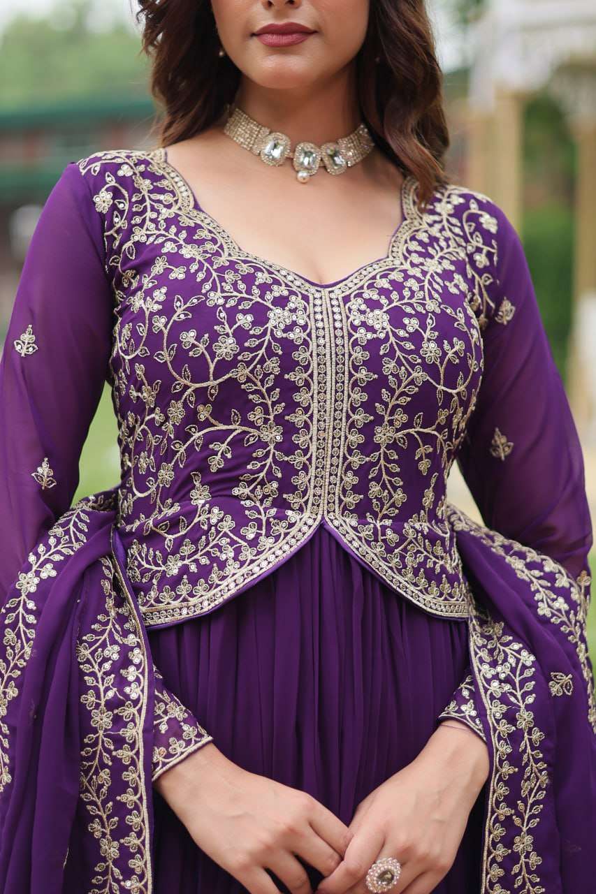 LW 9202 GEORGETTE HEAVY DESIGNER PARTY WEAR GOWN WITH DUPATTA 