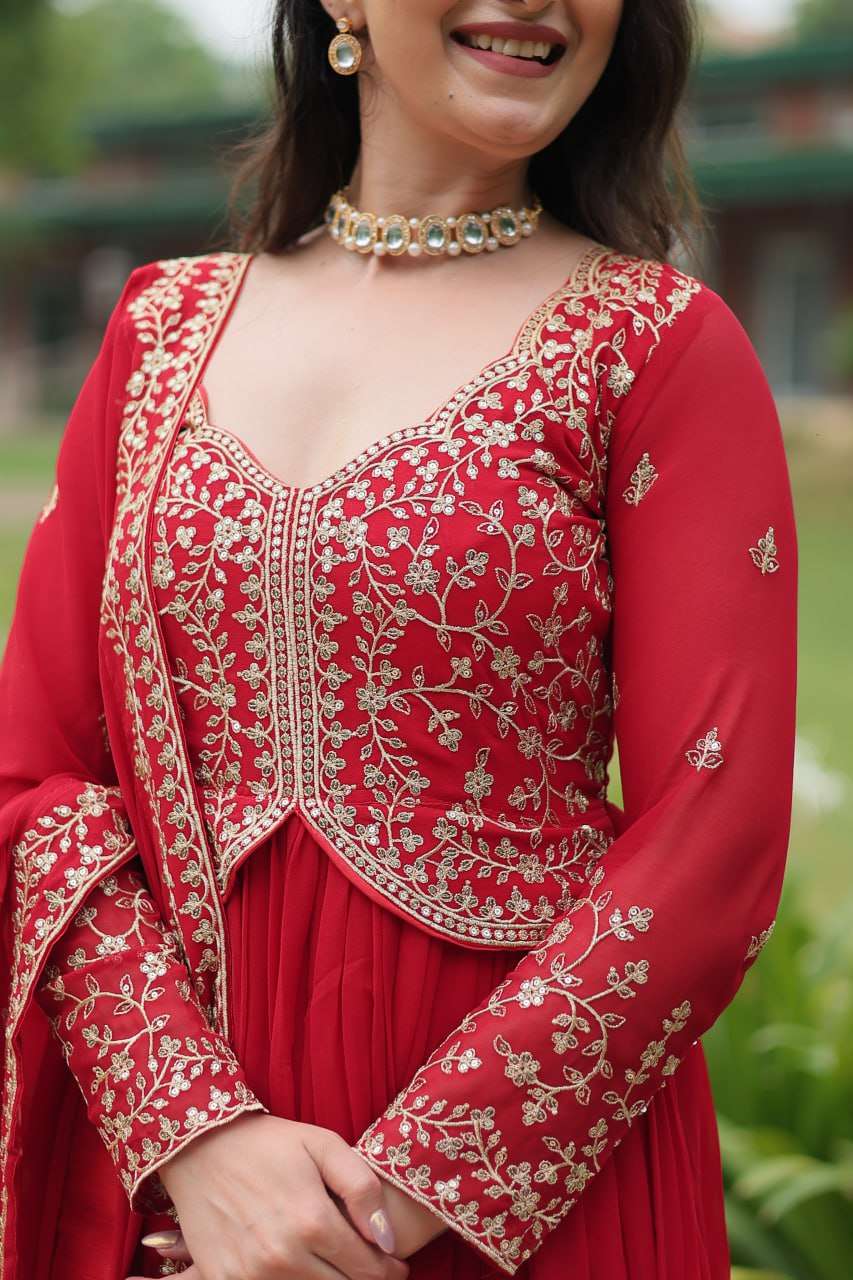 LW 9202 GEORGETTE HEAVY DESIGNER PARTY WEAR GOWN WITH DUPATTA 