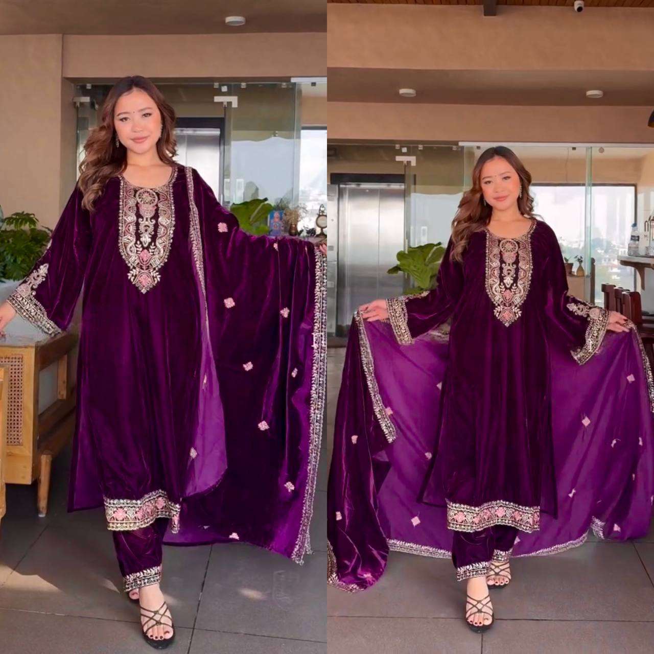 MD 3026 VELVET DESIGNER READY MADE SUIT