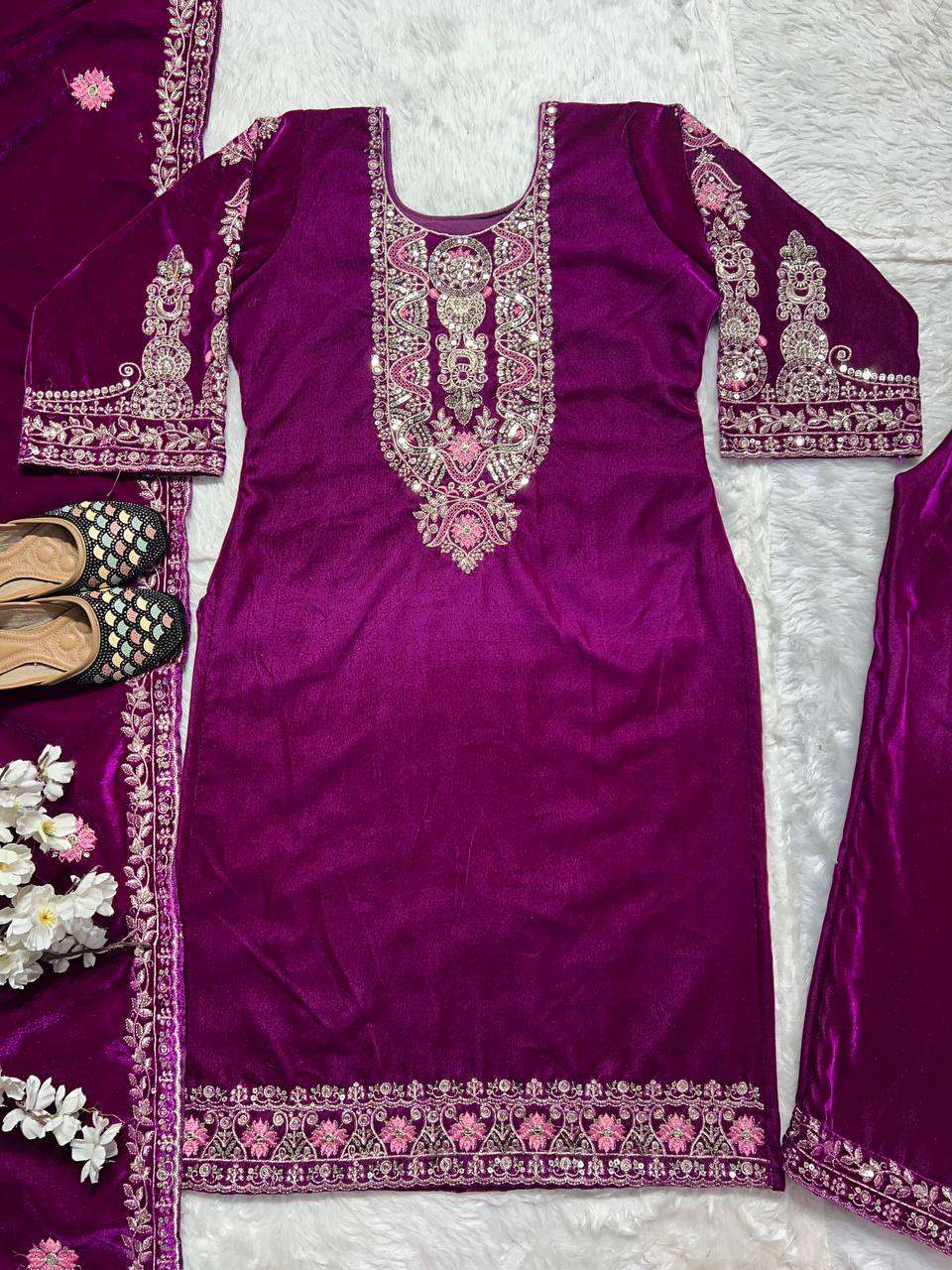 MD 3026 VELVET DESIGNER READY MADE SUIT