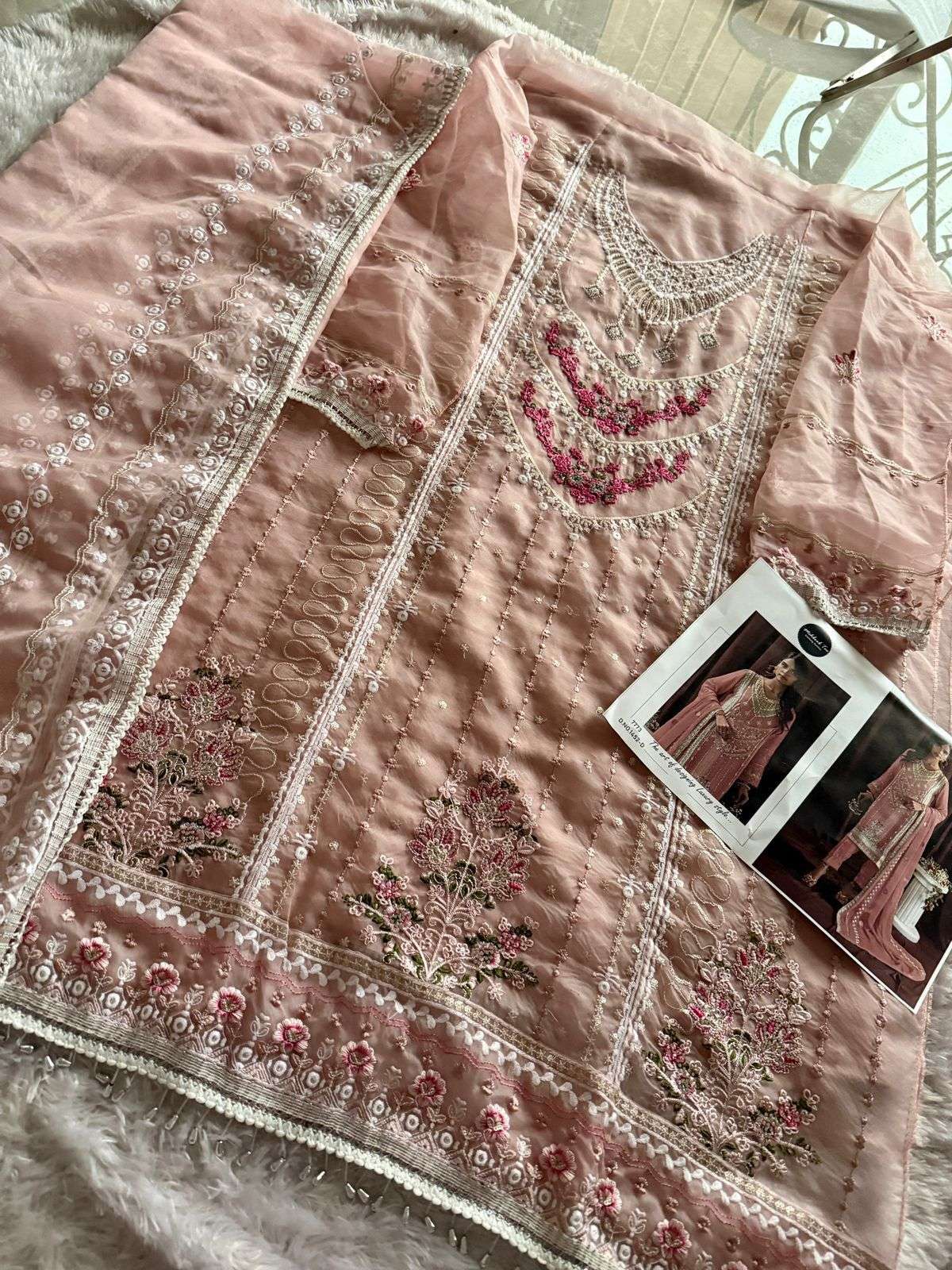 MEHBOOB TEX DESIGN NO - 1452 ABCD ORGANZA HEAVY EMBROIDERED WITH HAND WORK PARTY WEAR SUIT