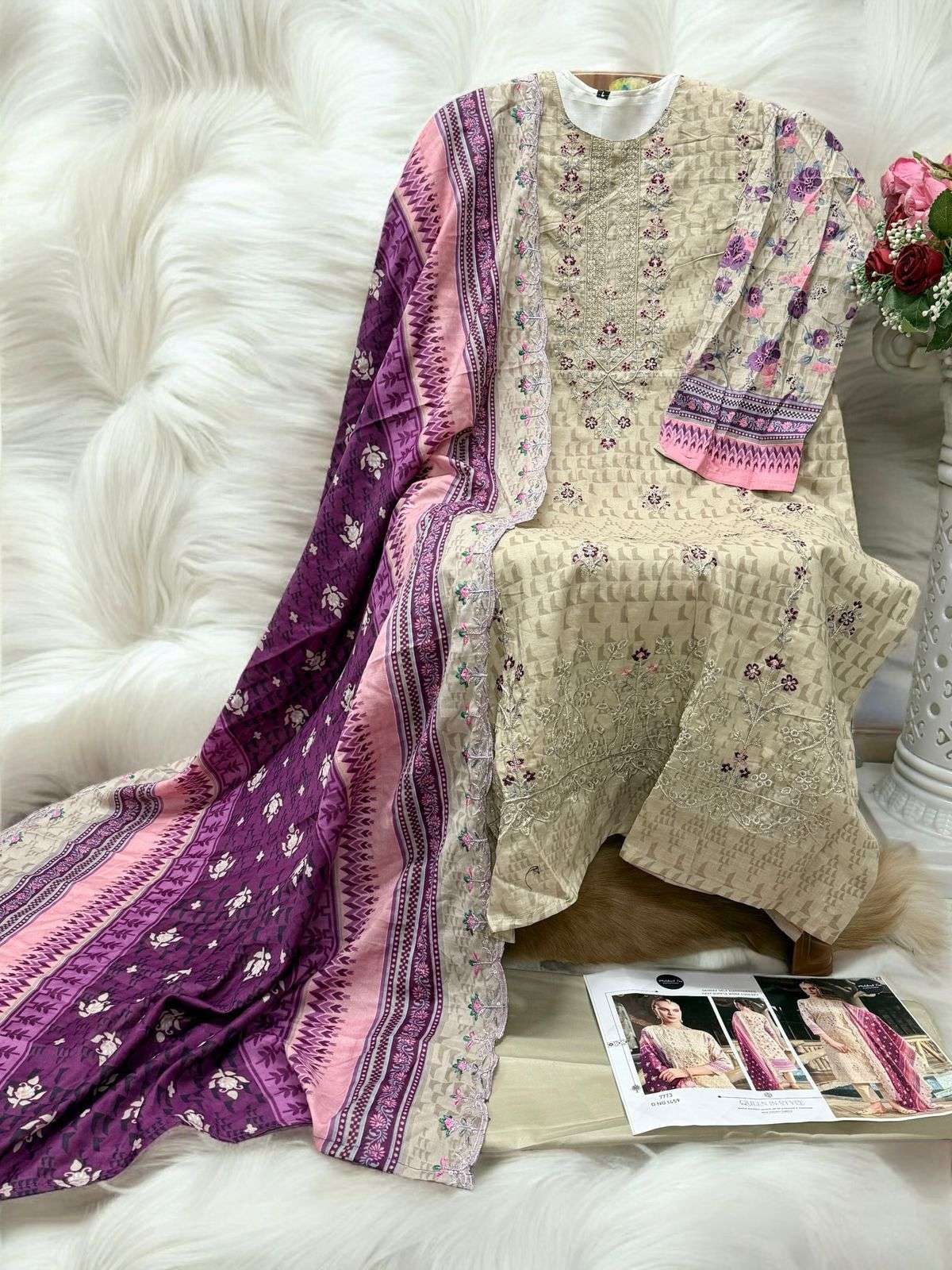 MEHBOOB TEX DESIGN NO - 1457-1458-1459-1460 PURE COTTON PRINT SELF EMBROIDERED PAKISTANI SALWAR SUIT
