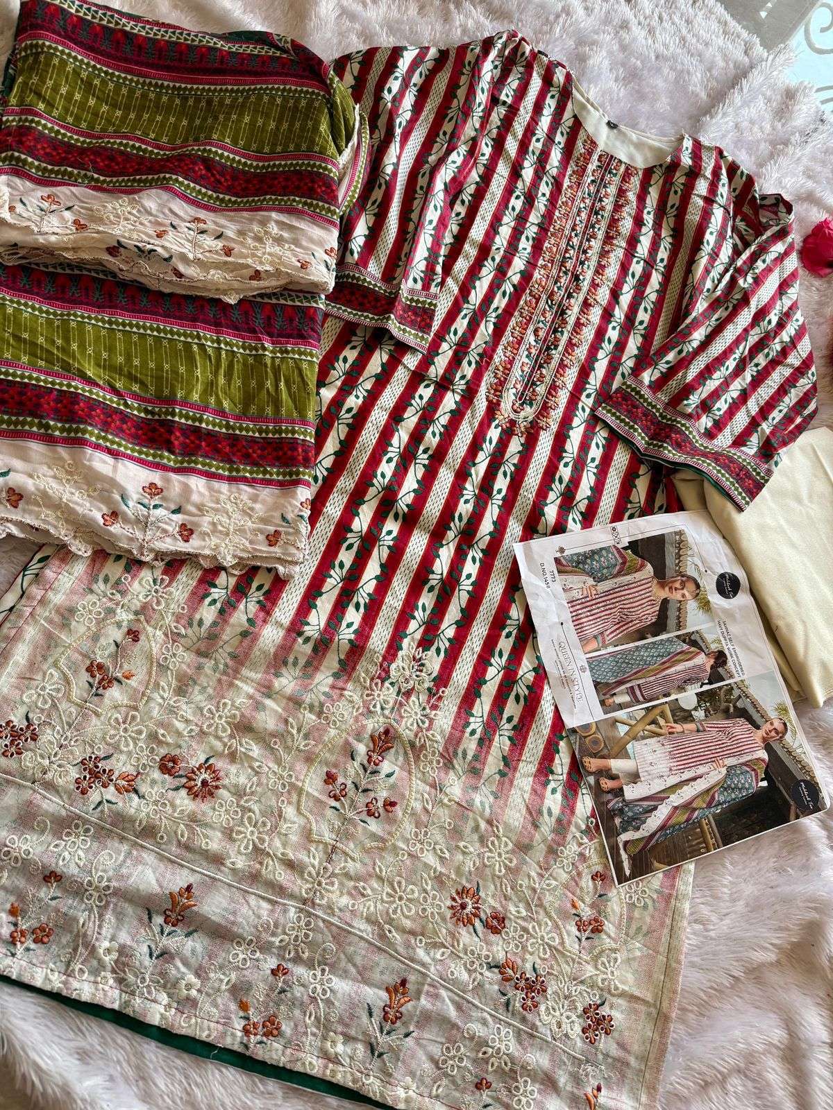 MEHBOOB TEX DESIGN NO - 1457-1458-1459-1460 PURE COTTON PRINT SELF EMBROIDERED PAKISTANI SALWAR SUIT