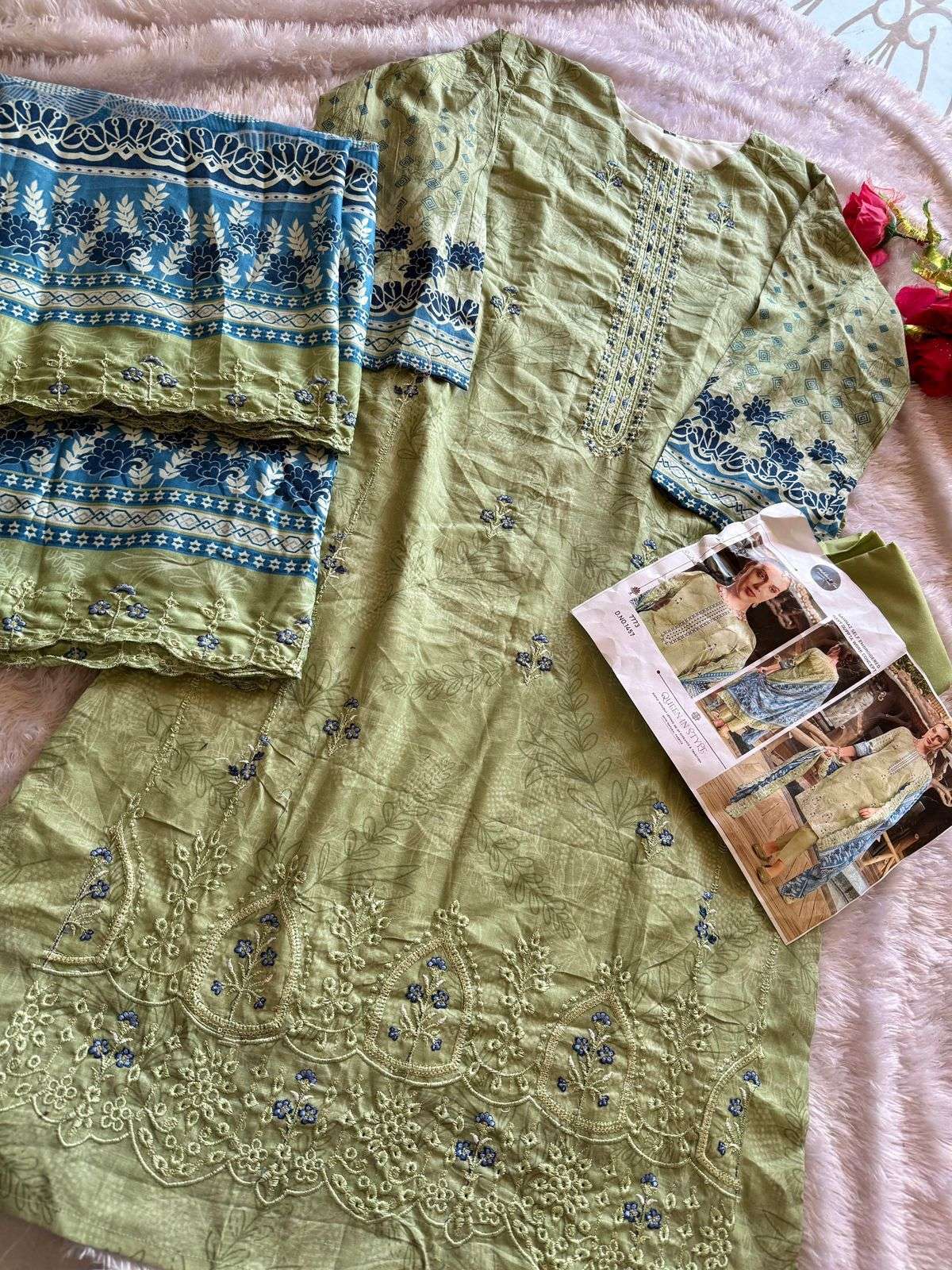 MEHBOOB TEX DESIGN NO - 1457-1458-1459-1460 PURE COTTON PRINT SELF EMBROIDERED PAKISTANI SALWAR SUIT