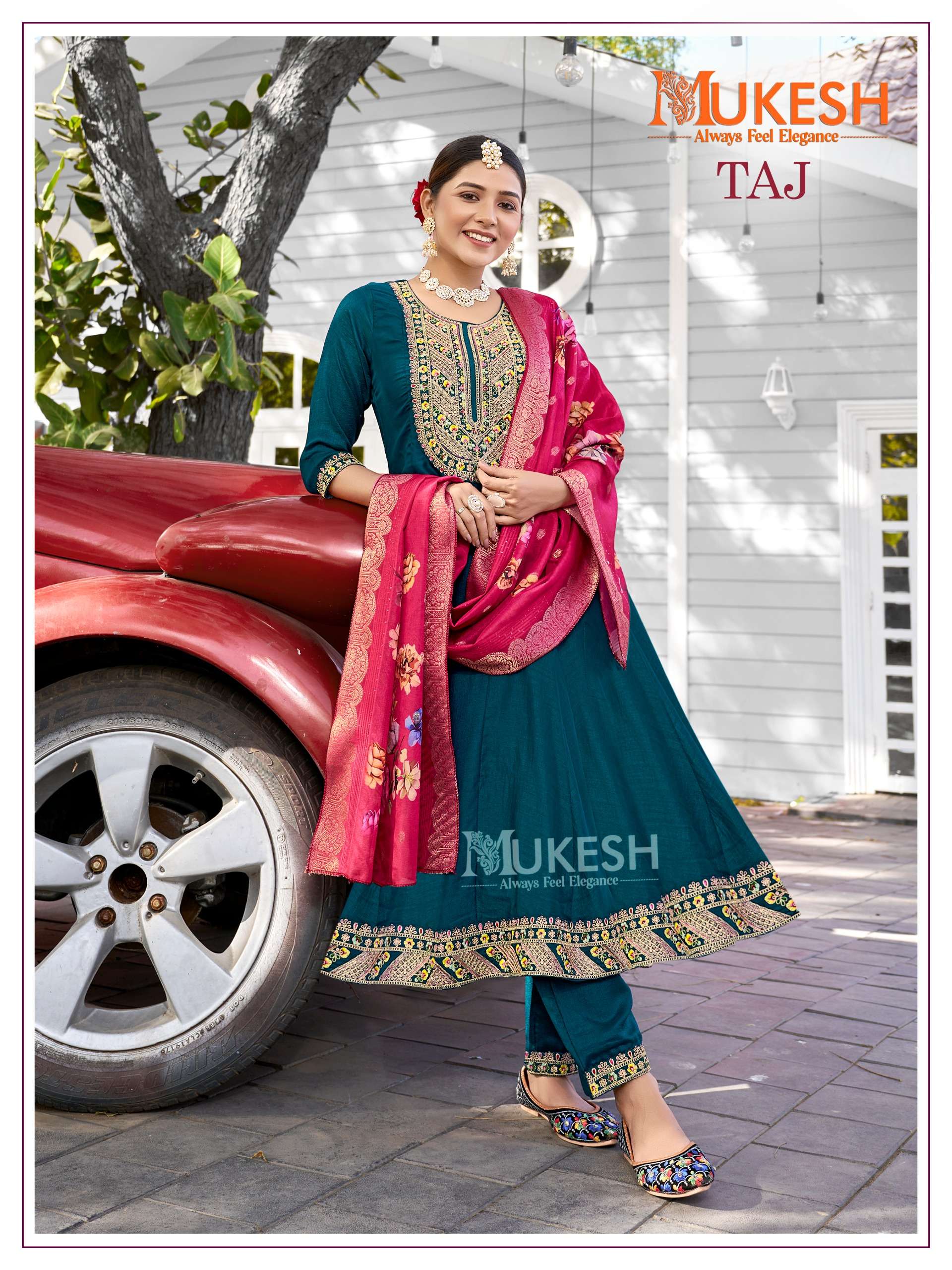 MUKESH TAJ ANARKALI GOWN WITH PANT AND DUPATTA SET