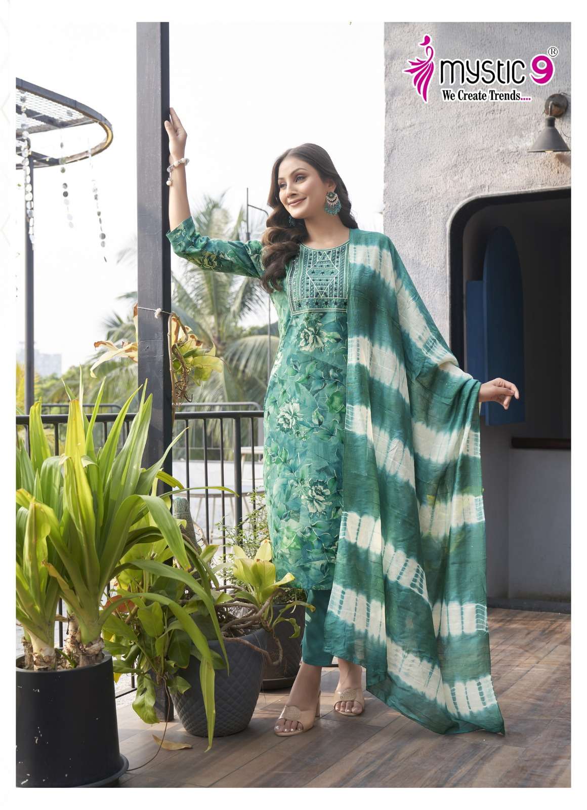 MYSTIC 9 SABRI VOL 4 RAYON FOIL PRINT STRAIGHT CUT  KURTI COMBO SET