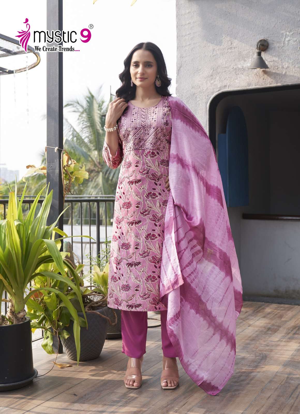 MYSTIC 9 SABRI VOL 4 RAYON FOIL PRINT STRAIGHT CUT  KURTI COMBO SET