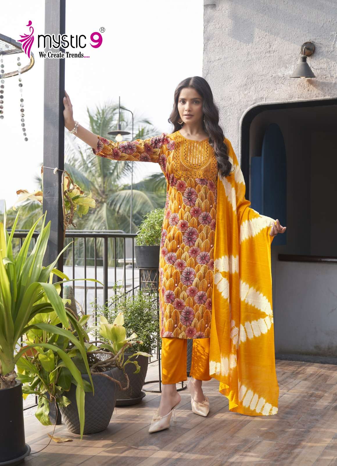 MYSTIC 9 SABRI VOL 4 RAYON FOIL PRINT STRAIGHT CUT  KURTI COMBO SET