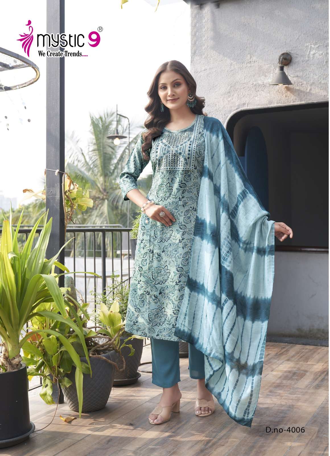MYSTIC 9 SABRI VOL 4 RAYON FOIL PRINT STRAIGHT CUT  KURTI COMBO SET