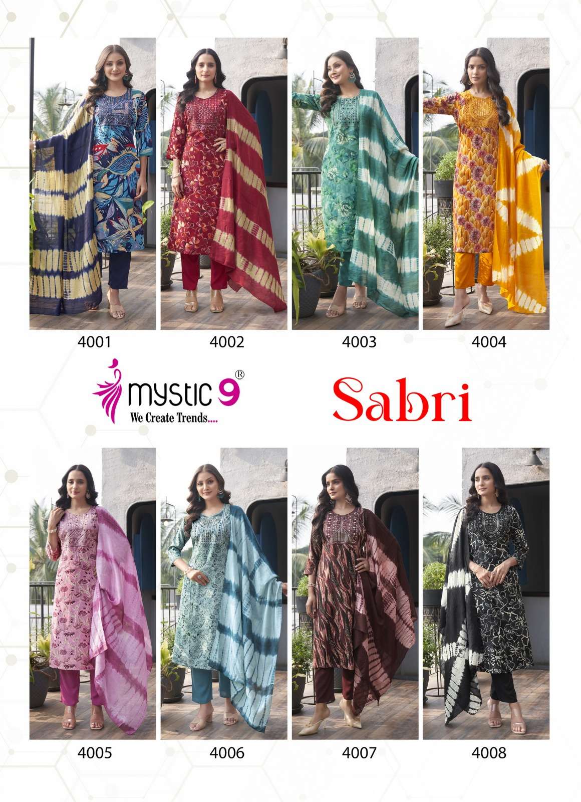 MYSTIC 9 SABRI VOL 4 RAYON FOIL PRINT STRAIGHT CUT  KURTI COMBO SET