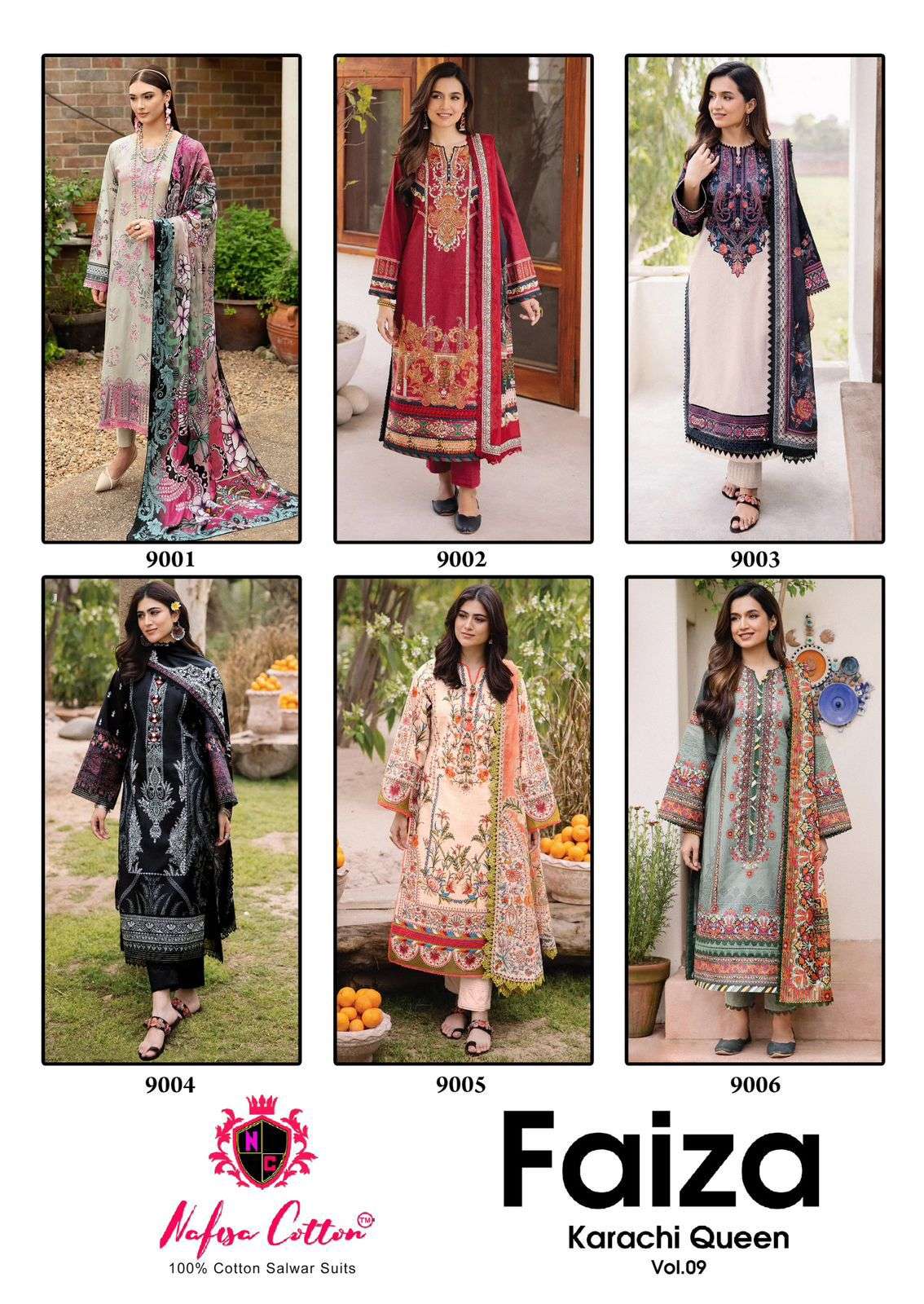 NAFISA COTTON FAIZA KARACHI QUEEN VOL 9 COTTON DIGITAL PRINTS SALWAR SUIT