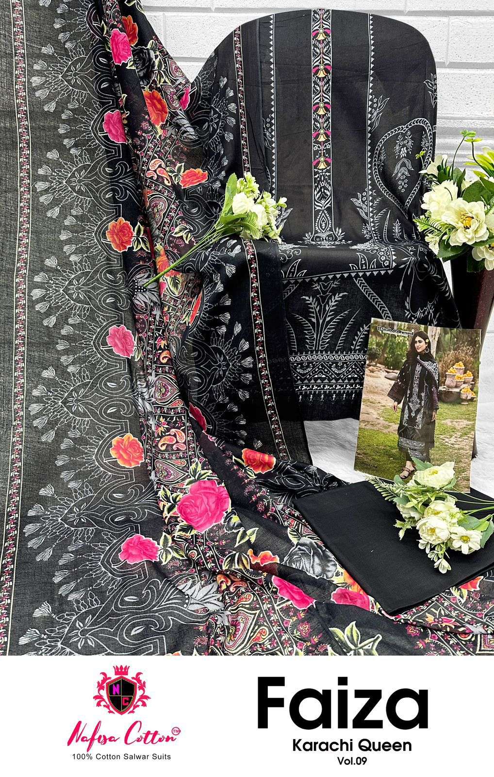 NAFISA COTTON FAIZA KARACHI QUEEN VOL 9 COTTON DIGITAL PRINTS SALWAR SUIT
