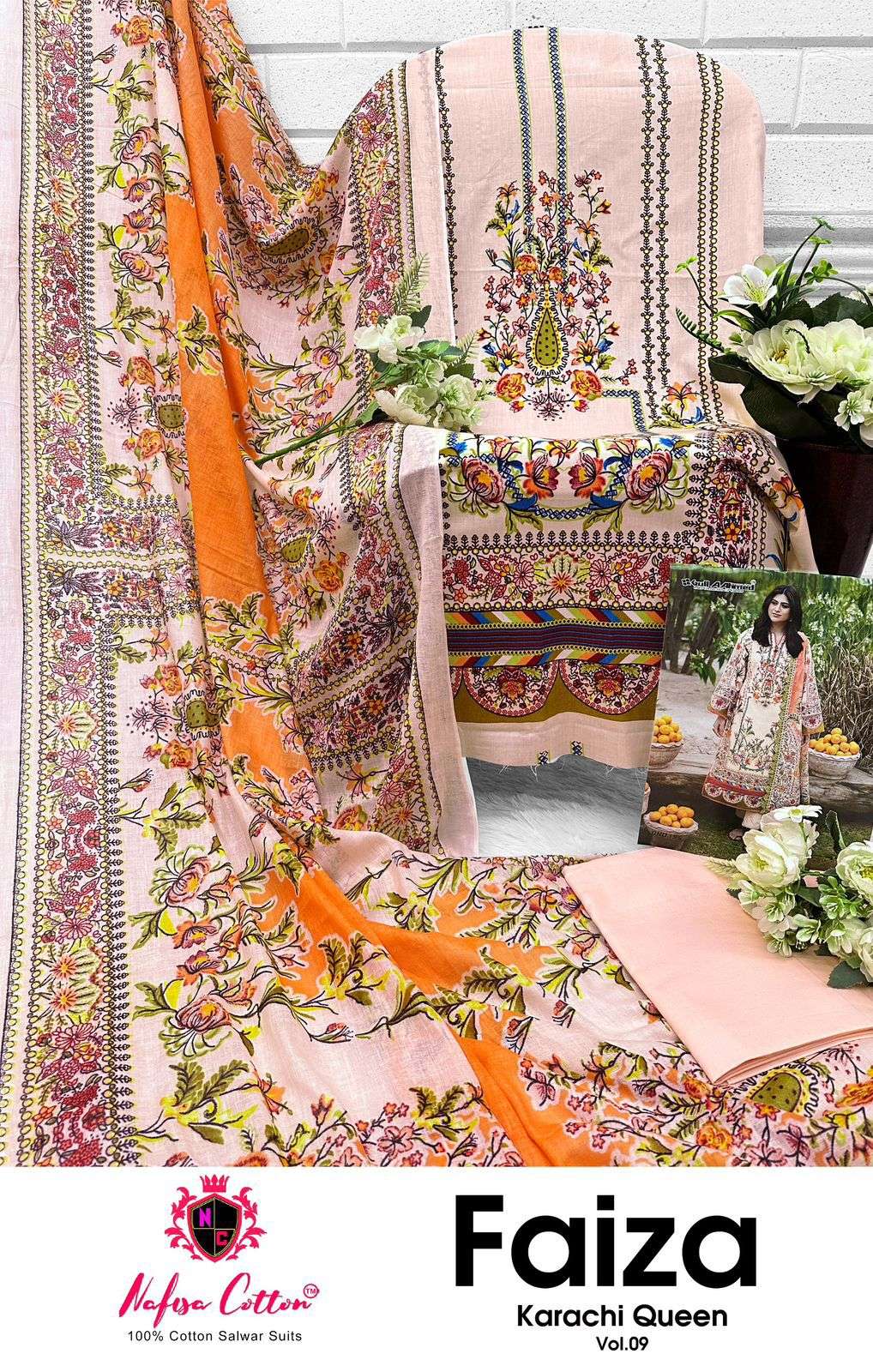 NAFISA COTTON FAIZA KARACHI QUEEN VOL 9 COTTON DIGITAL PRINTS SALWAR SUIT
