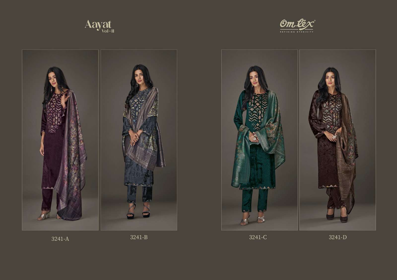 OMTEX AAYAT VOL 11 VELVET WITH PATCH EMBROIDERY DESIGNER HEAVY SUIT