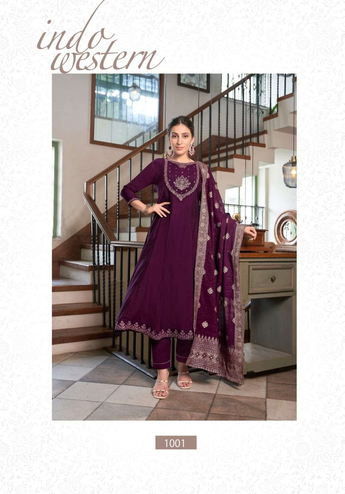 OSSM SARGAM SILK DESIGNER ANARKALI STYLE KURTI WITH BOTTOM AND DUPATTA