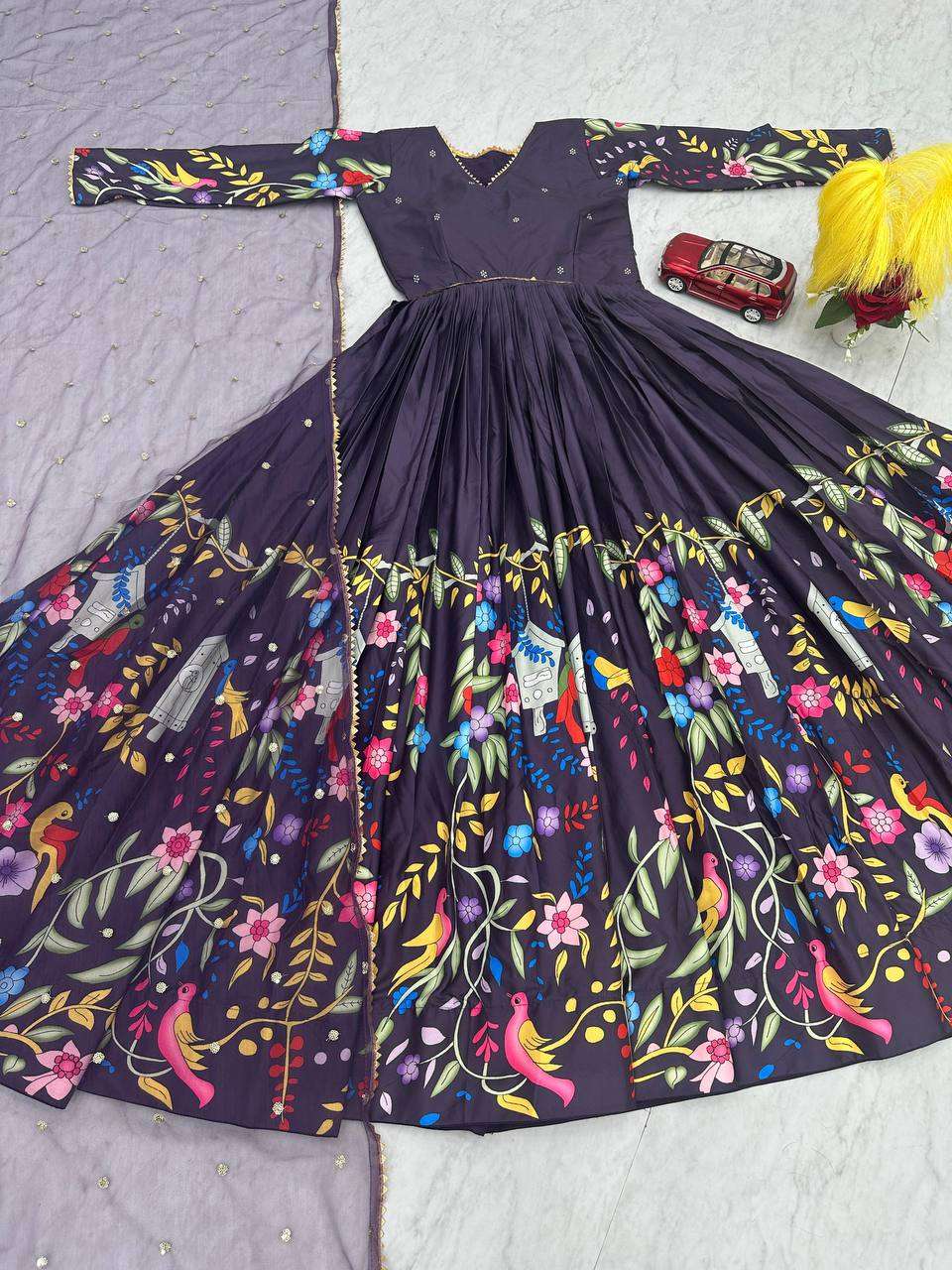 PC 469 HEAVY DESIGNER WEAR LOOK MOTHER DAUGHTER GOWN DRESS