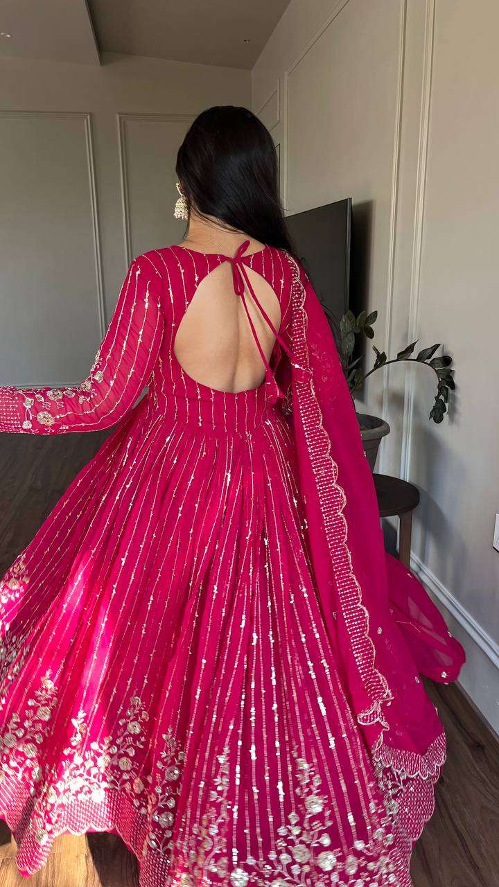 RAM 065 GEORGETTE DESIGNER GOWN WITH DUPATTA SET
