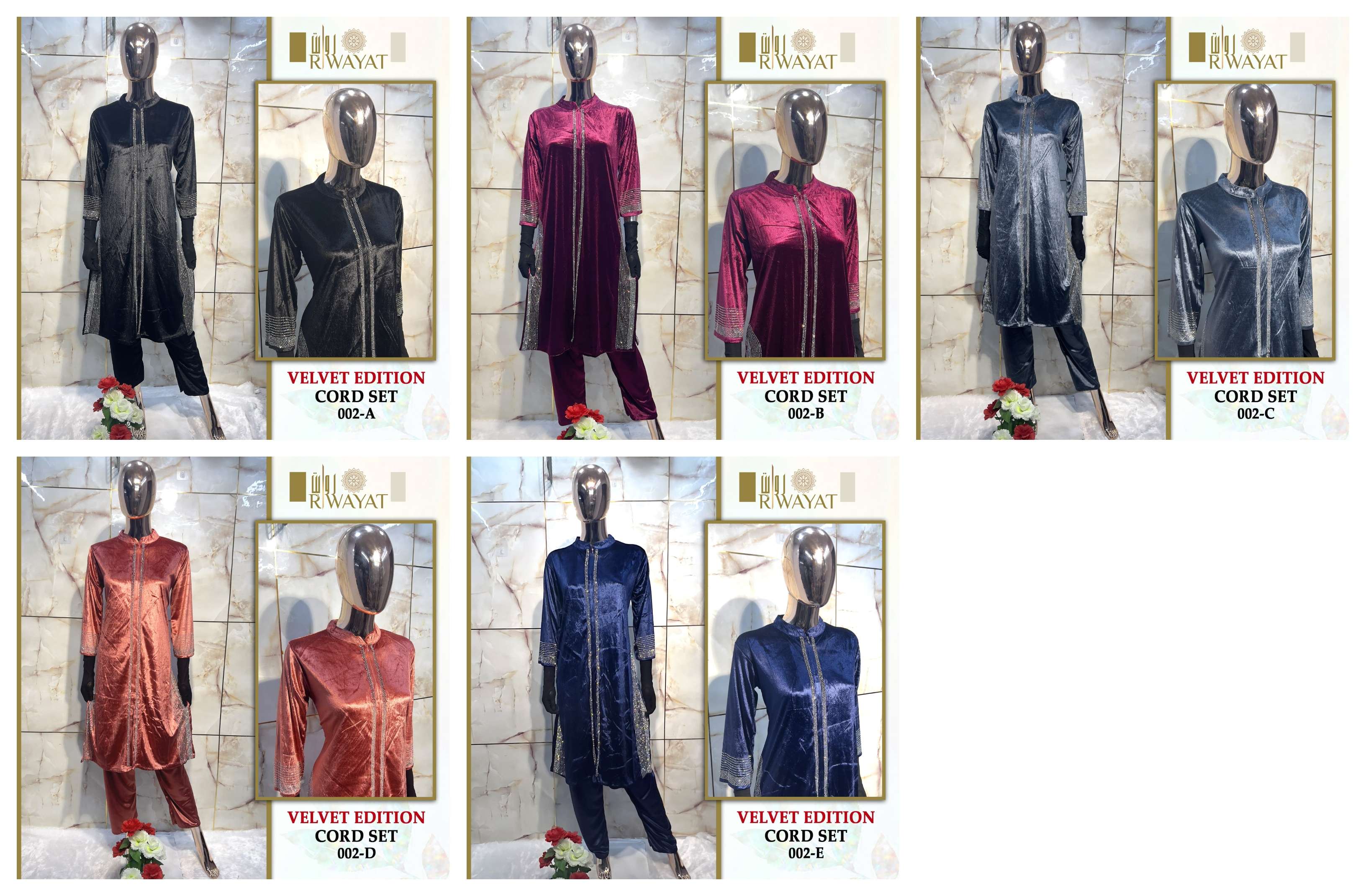 RIWAYAT VELVET EDITION D NO 002 FANCY VELVET DESIGNER KURTI WITH BOTTOM SET