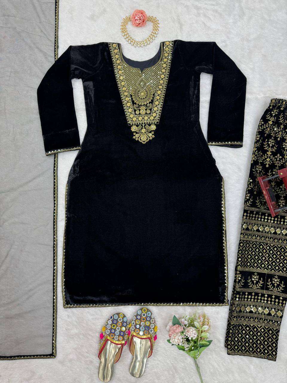 RTC 5775 VELVET WITH EMBROIDERY DESIGNER PARTY WEAR SUIT
