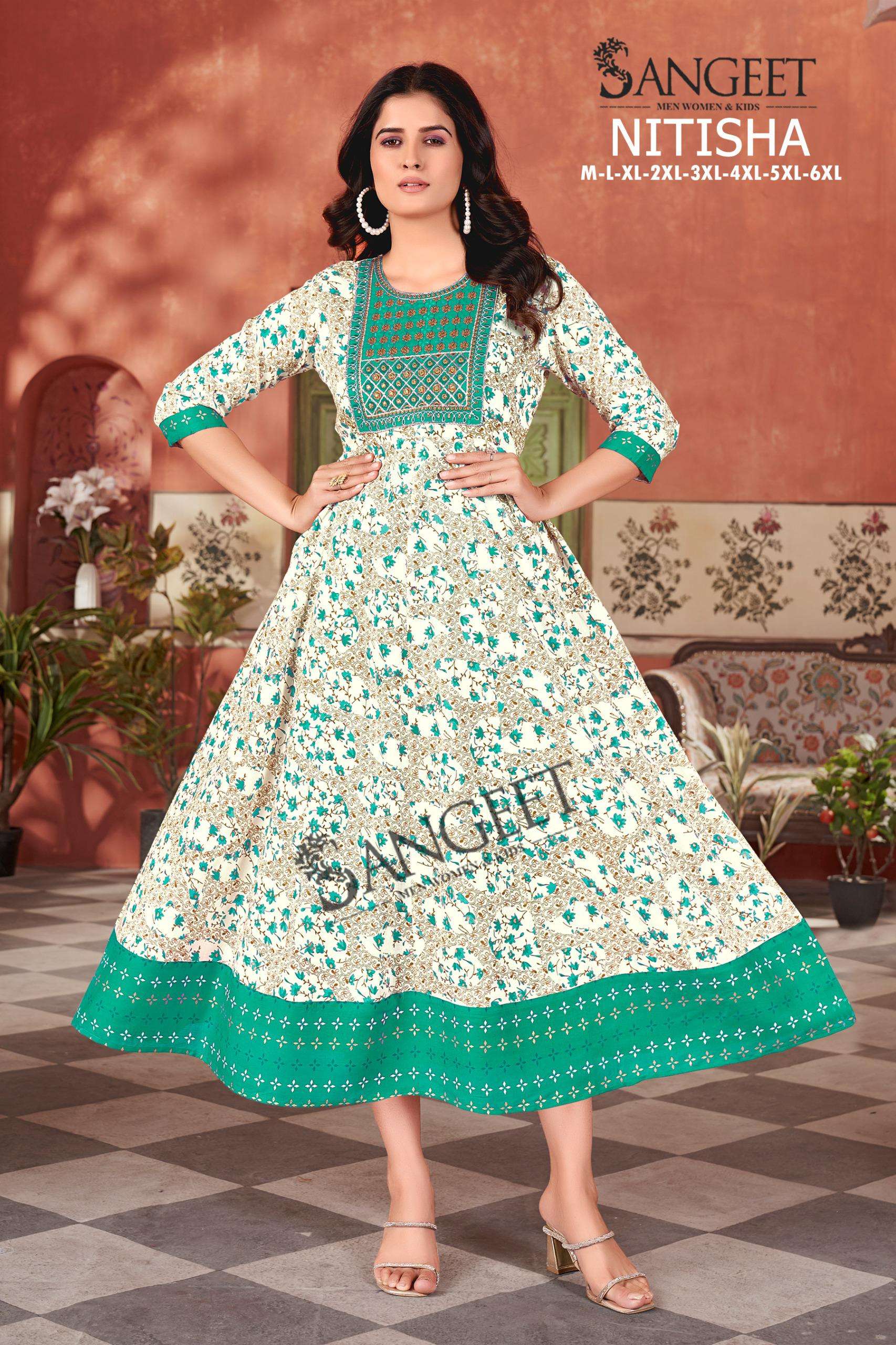 SANGEET NITISHA RAYON FANCY LADIES GOWN KURTI