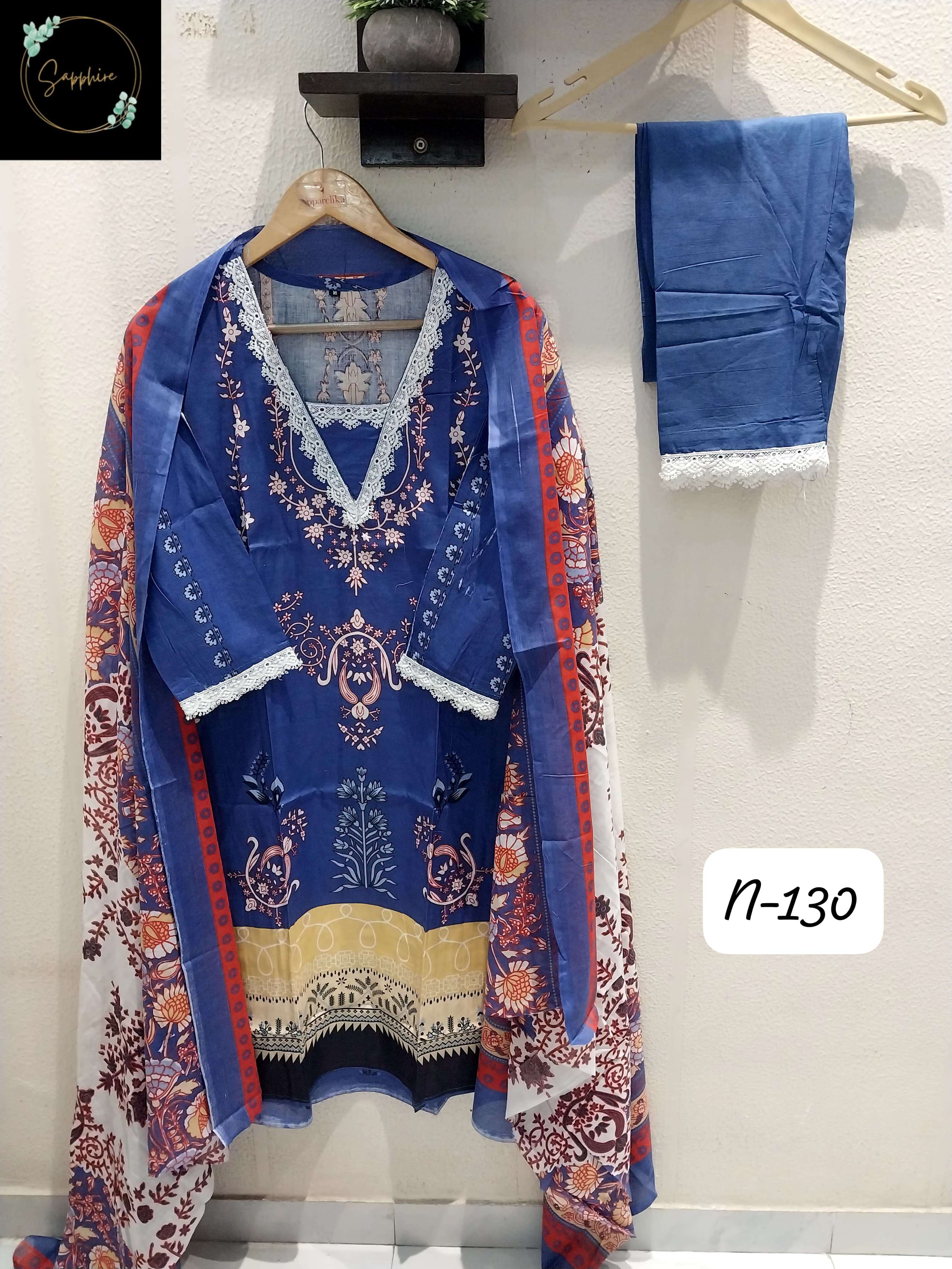 SAPPHIRE AGHA NOORAIN N 130 LAWN COTTON FANCY DESIGNER WORKS SUIT