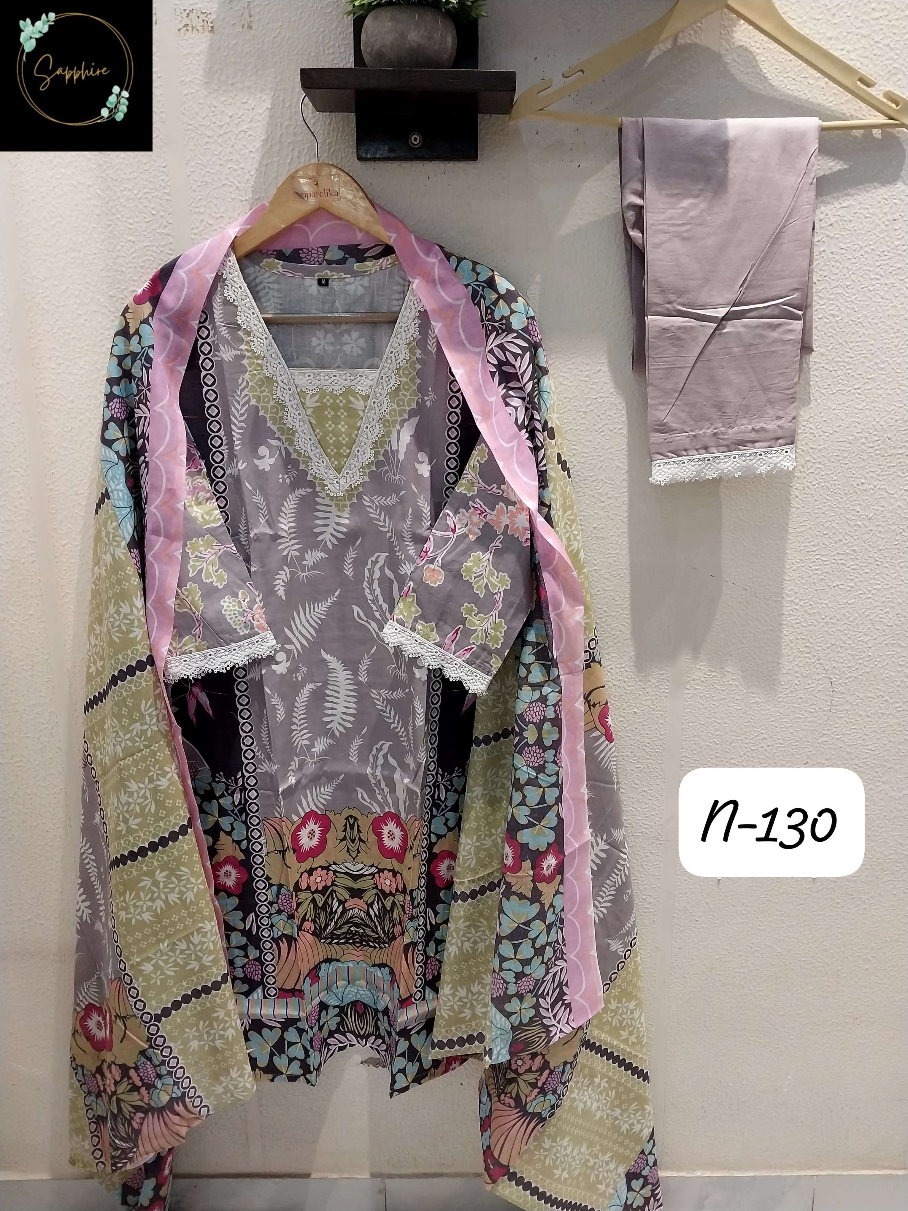 SAPPHIRE AGHA NOORAIN N 130 LAWN COTTON FANCY DESIGNER WORKS SUIT