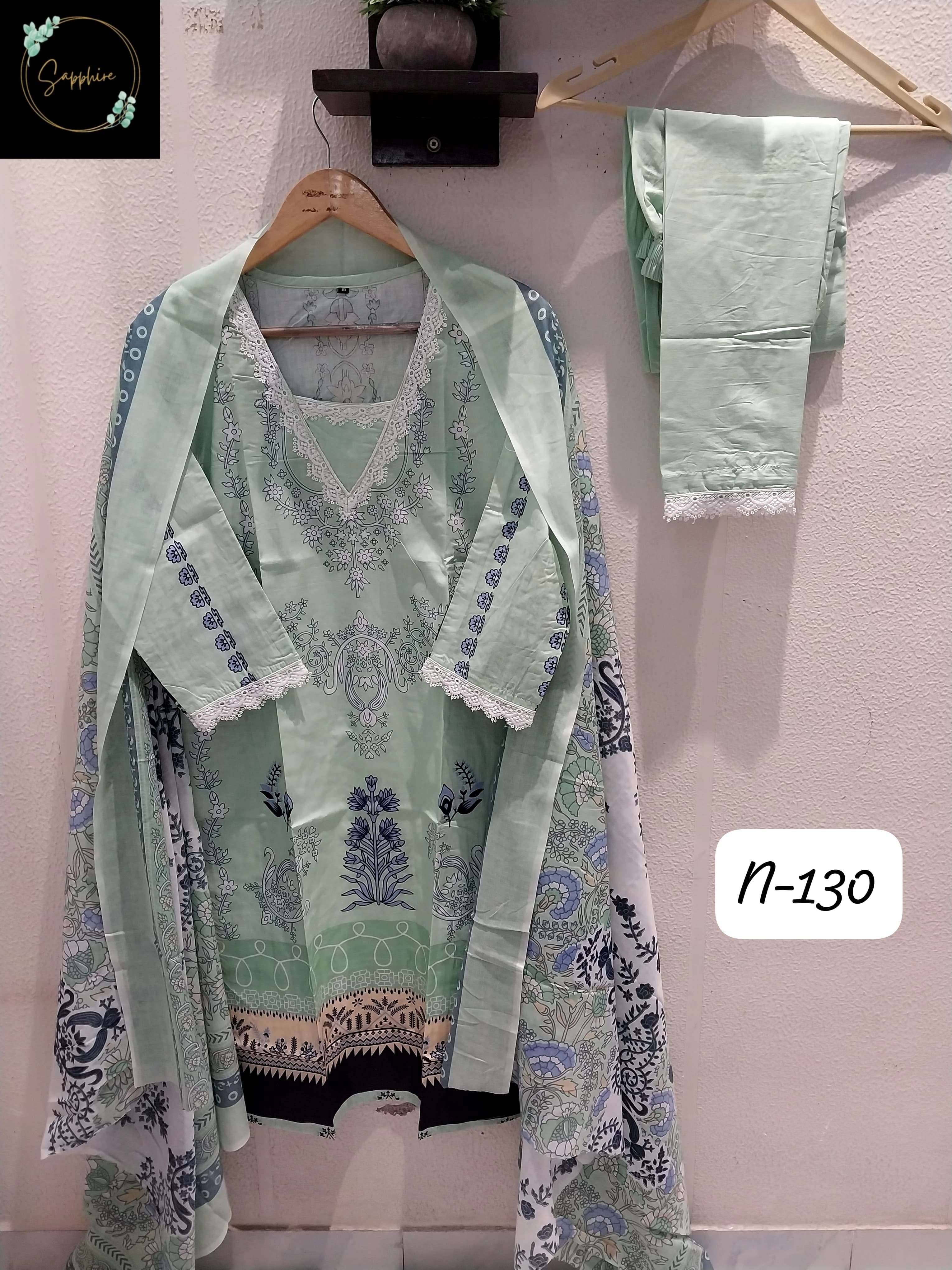 SAPPHIRE AGHA NOORAIN N 130 LAWN COTTON FANCY DESIGNER WORKS SUIT