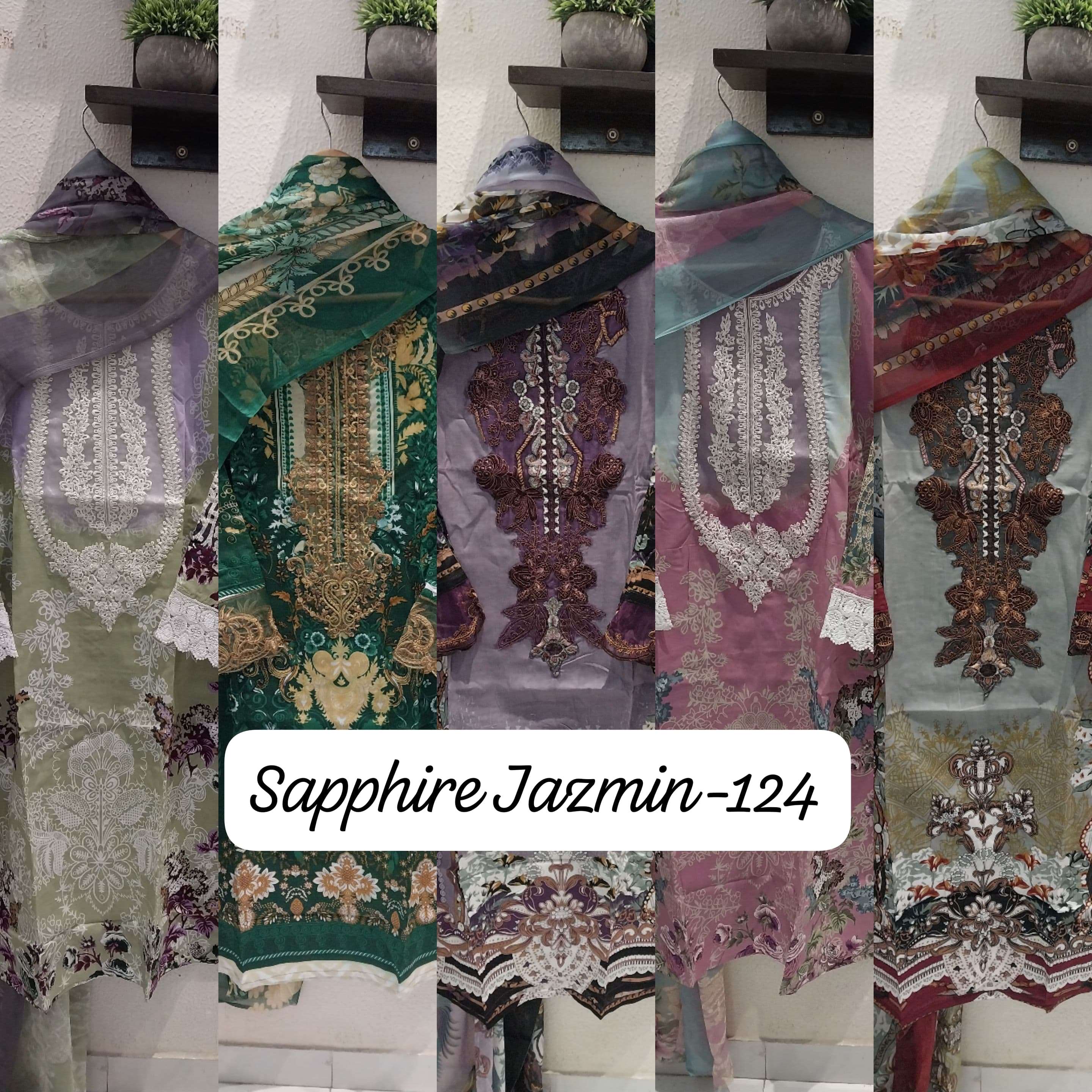 SAPPHIRE JAZMIN J 124 READY MADE PAKISTANI LAWN COTTON SUIT