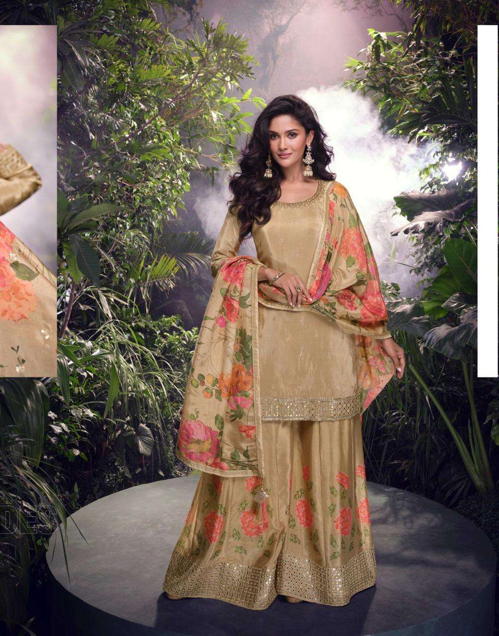 SAYURI DESIGNER SEHENAAZ SILK HEAVY EMBROIDERED DESIGNER PARTY WEAR SUIT
