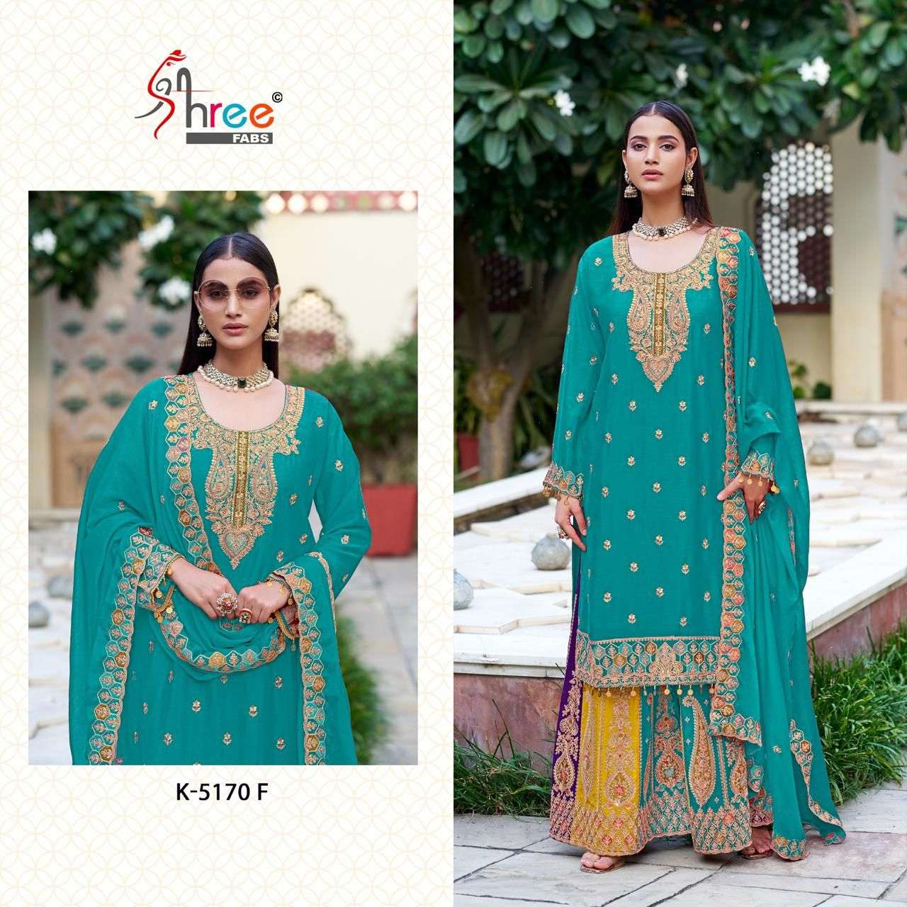 SHREE FABS K 5170 HEAVY EMBROIDERED WEDDING WEAR SHARARA SUIT