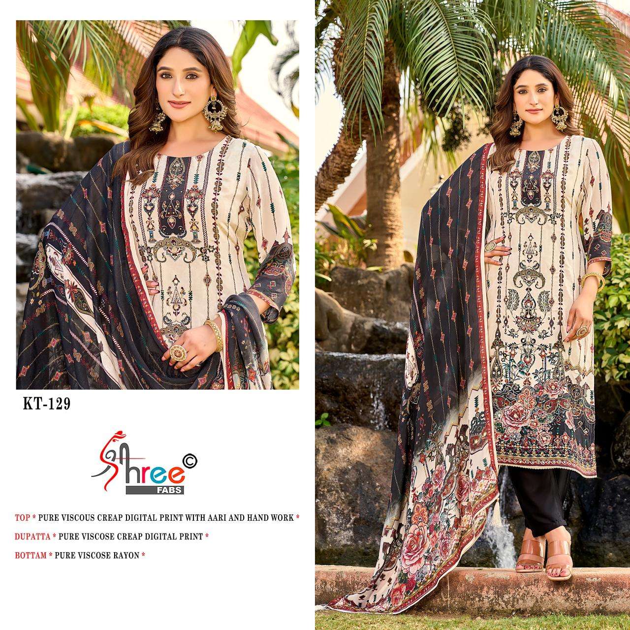 SHREE FABS KT 129 VISCOSE DIGITAL PRINT WITH DESIGNER WORK SUIT