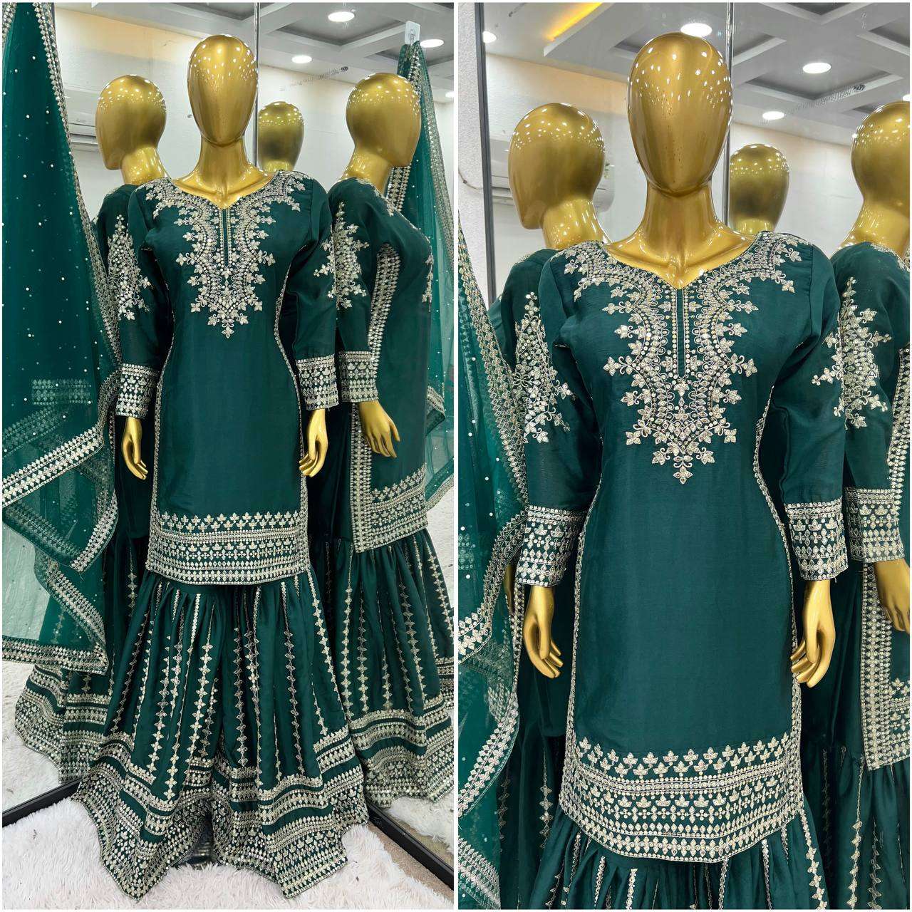 SRK 5217 SILK HEAVY DESIGNER WEDDING WEAR SHARARA SUIT