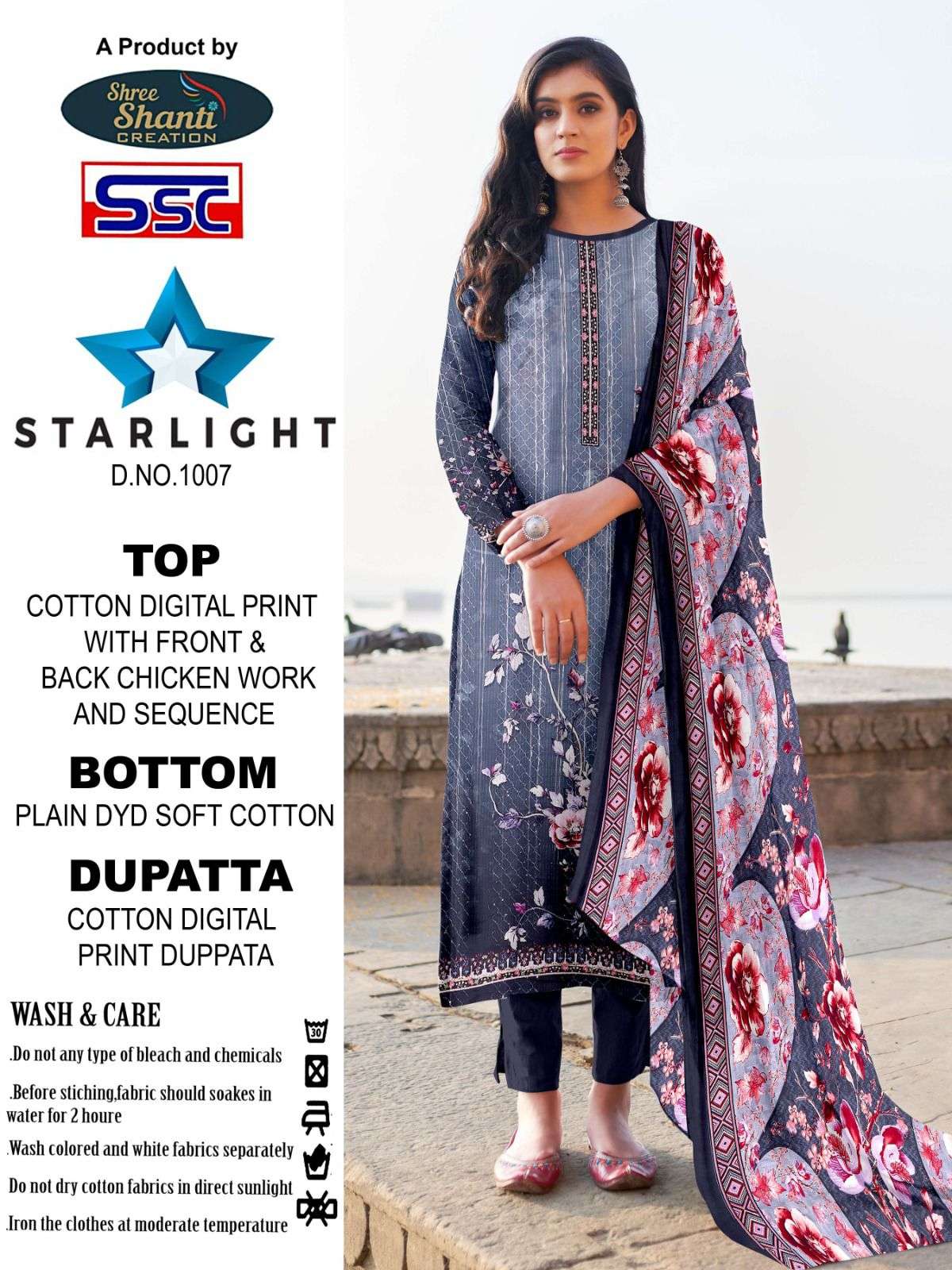 SSC CREATION STARLIGHT COTTON DIGITAL PRINT WITH WITH FANCY WORK SUIT