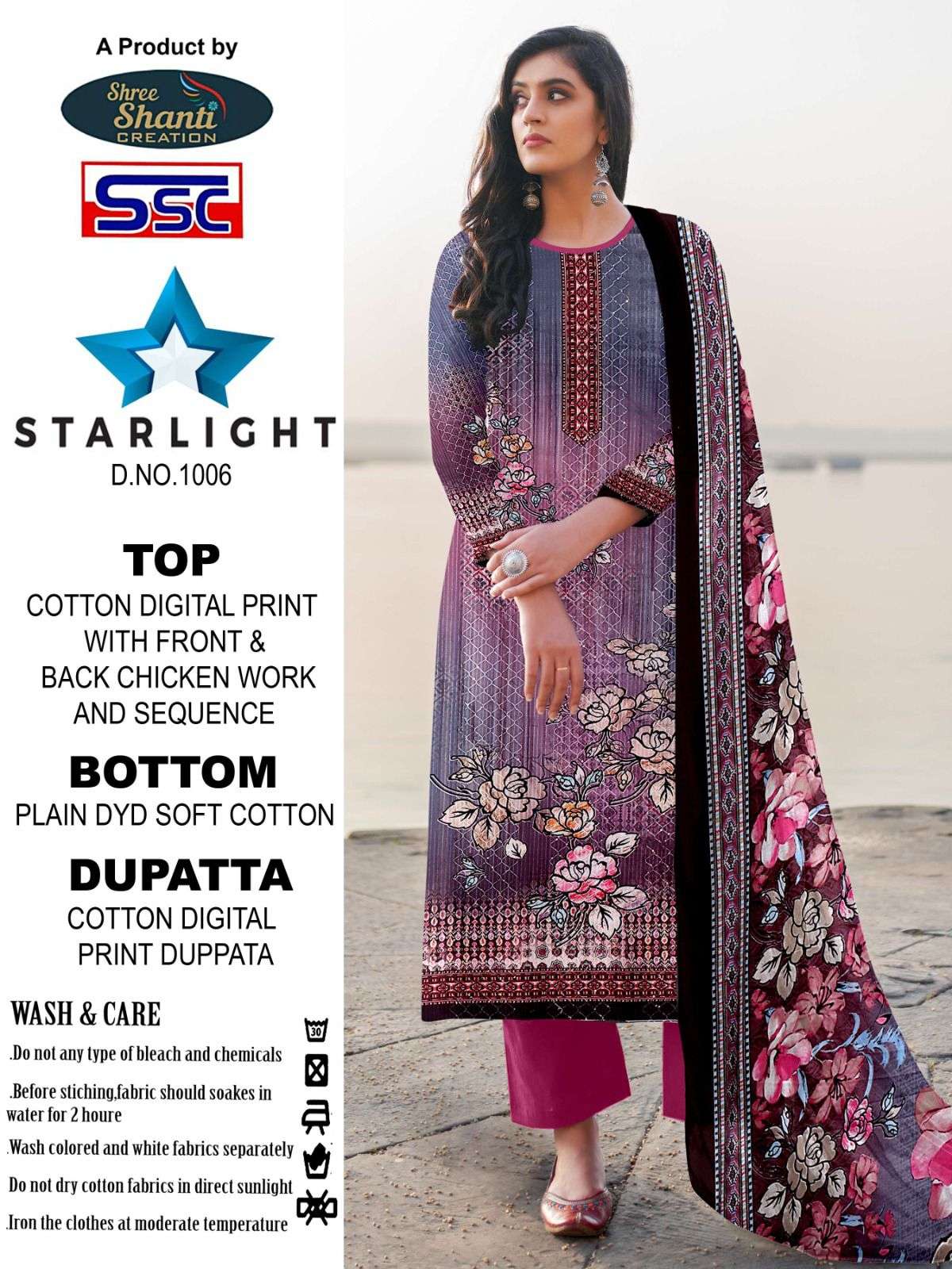 SSC CREATION STARLIGHT COTTON DIGITAL PRINT WITH WITH FANCY WORK SUIT