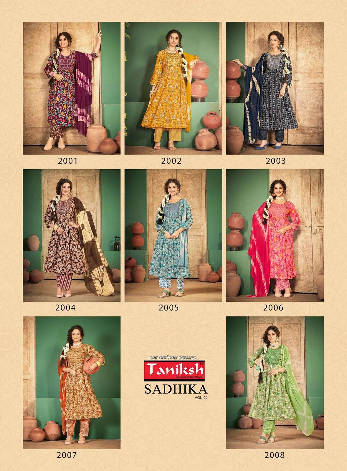 TANIKSH SADHIKA VOL 2 NAIRA CUT PATTERN FANCY KURTI COMBO SET 