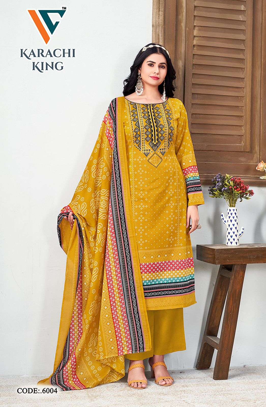 VANDANA‎‎‎ CREATION KARACHI KING VOL 6 COTTON DIGITAL PRINTS DRESS MATERIAL