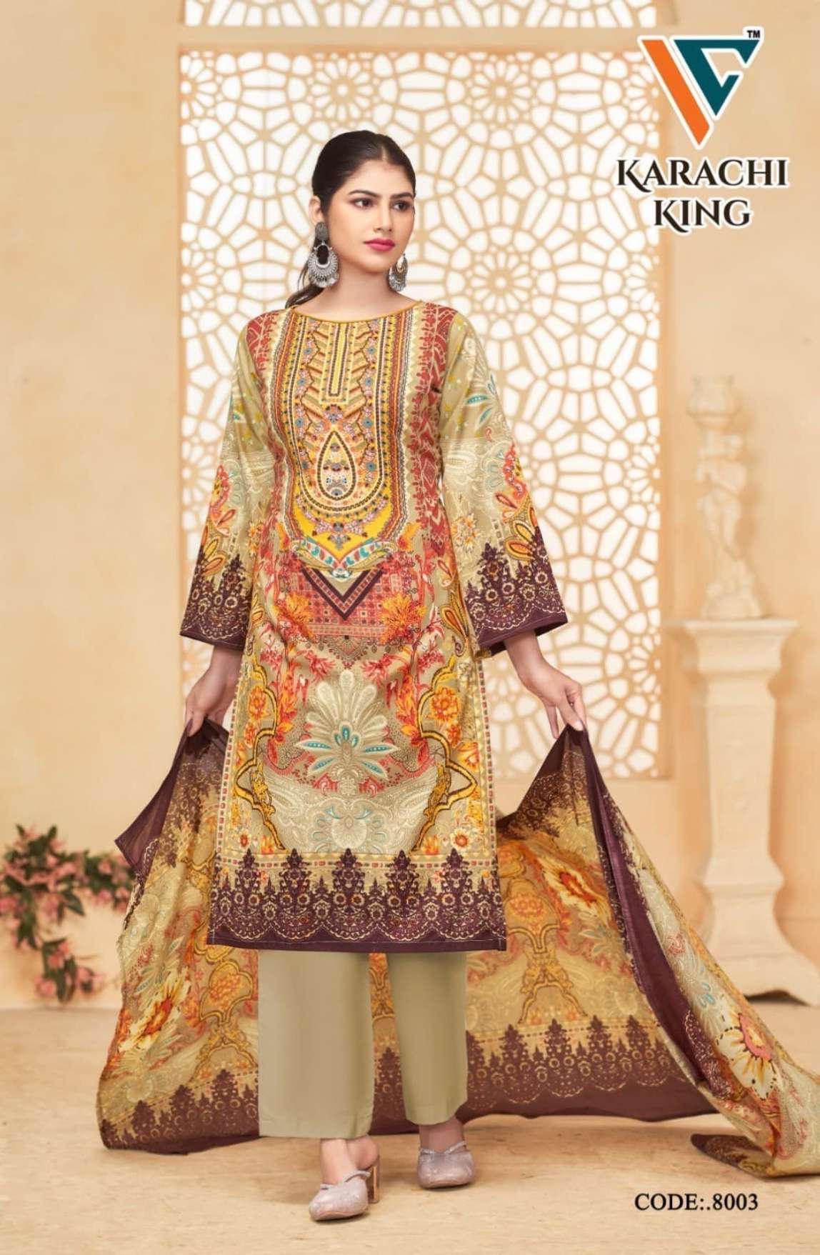 VANDANA‎‎‎‎ CREATION KARACHI‎ KING‎‎ VOL 8 COTTON DIGITAL PRINTS SALWAR SUIT