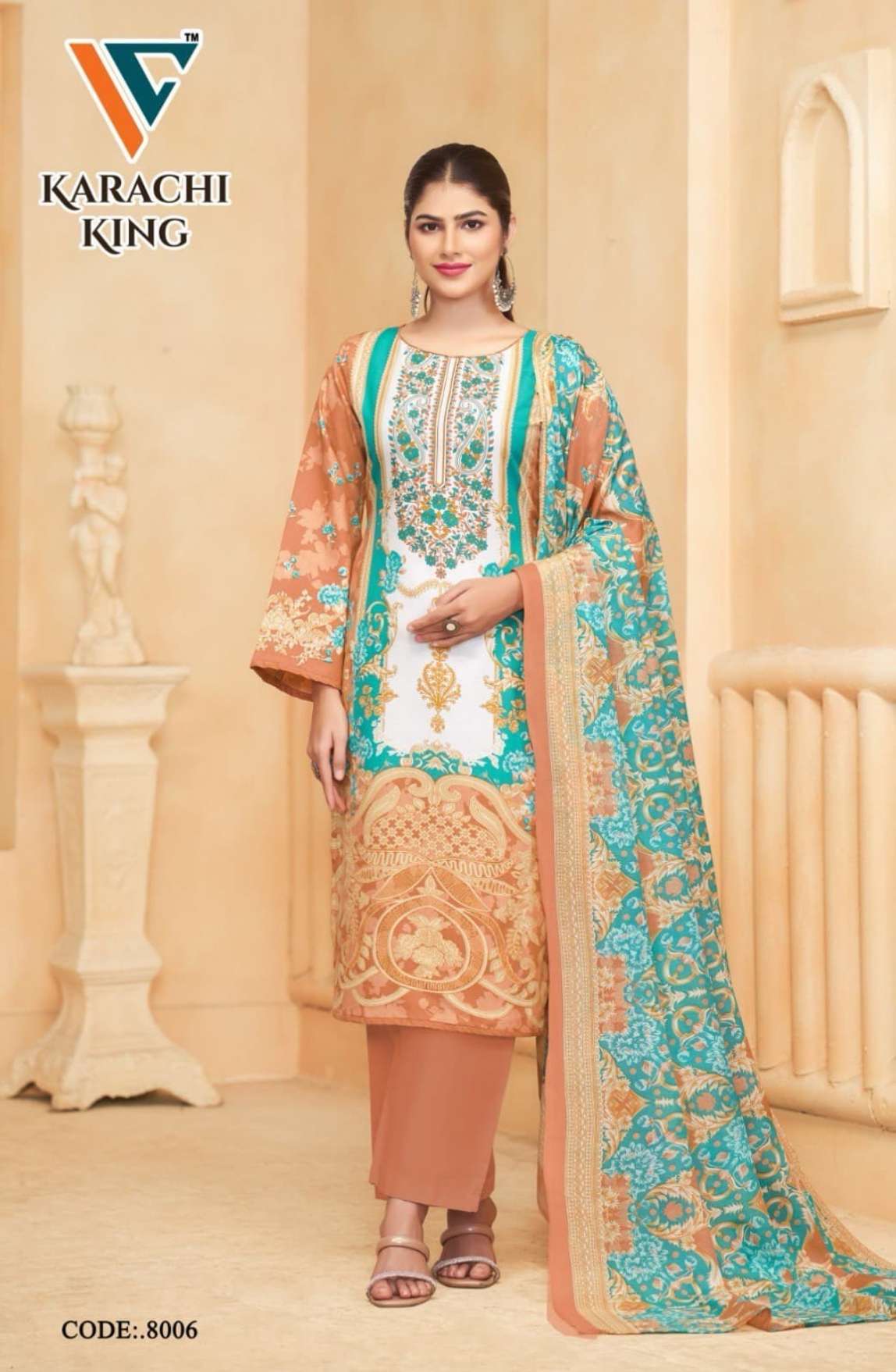 VANDANA‎‎‎‎ CREATION KARACHI‎ KING‎‎ VOL 8 COTTON DIGITAL PRINTS SALWAR SUIT