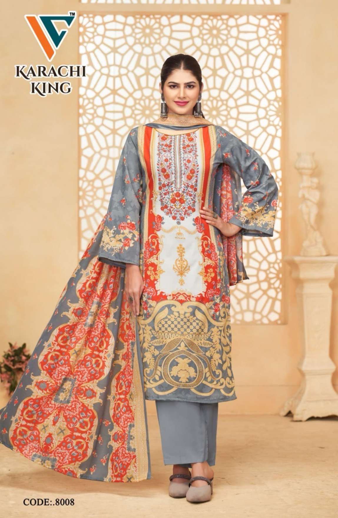 VANDANA‎‎‎‎ CREATION KARACHI‎ KING‎‎ VOL 8 COTTON DIGITAL PRINTS SALWAR SUIT