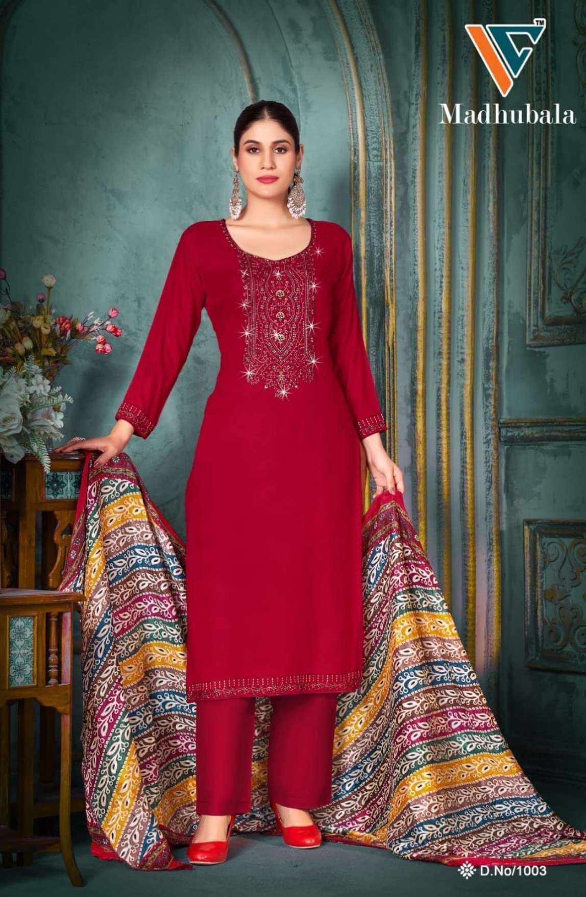 VANDANA‎‎ CREATION MADHUBALA VOL 1 RAYON FANCY SWAROVSKI WORK SUIT