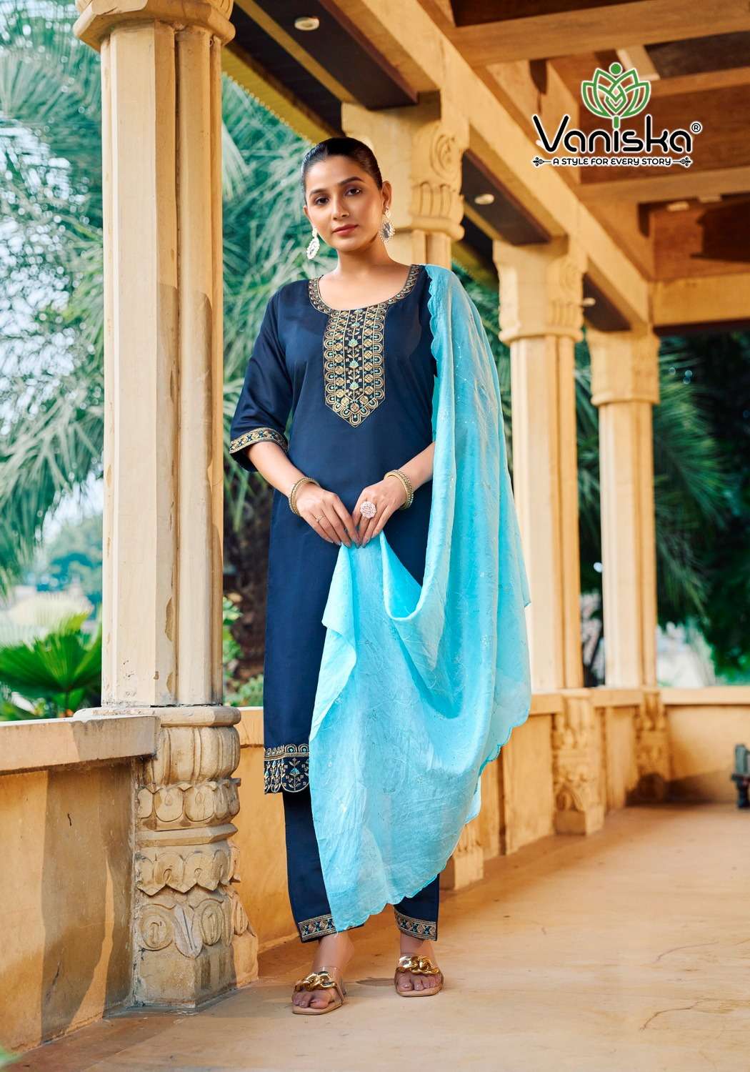 VANISKA FIZA VOL 4 SILK FANCY WORKS LADIES KURTI COMO SET 